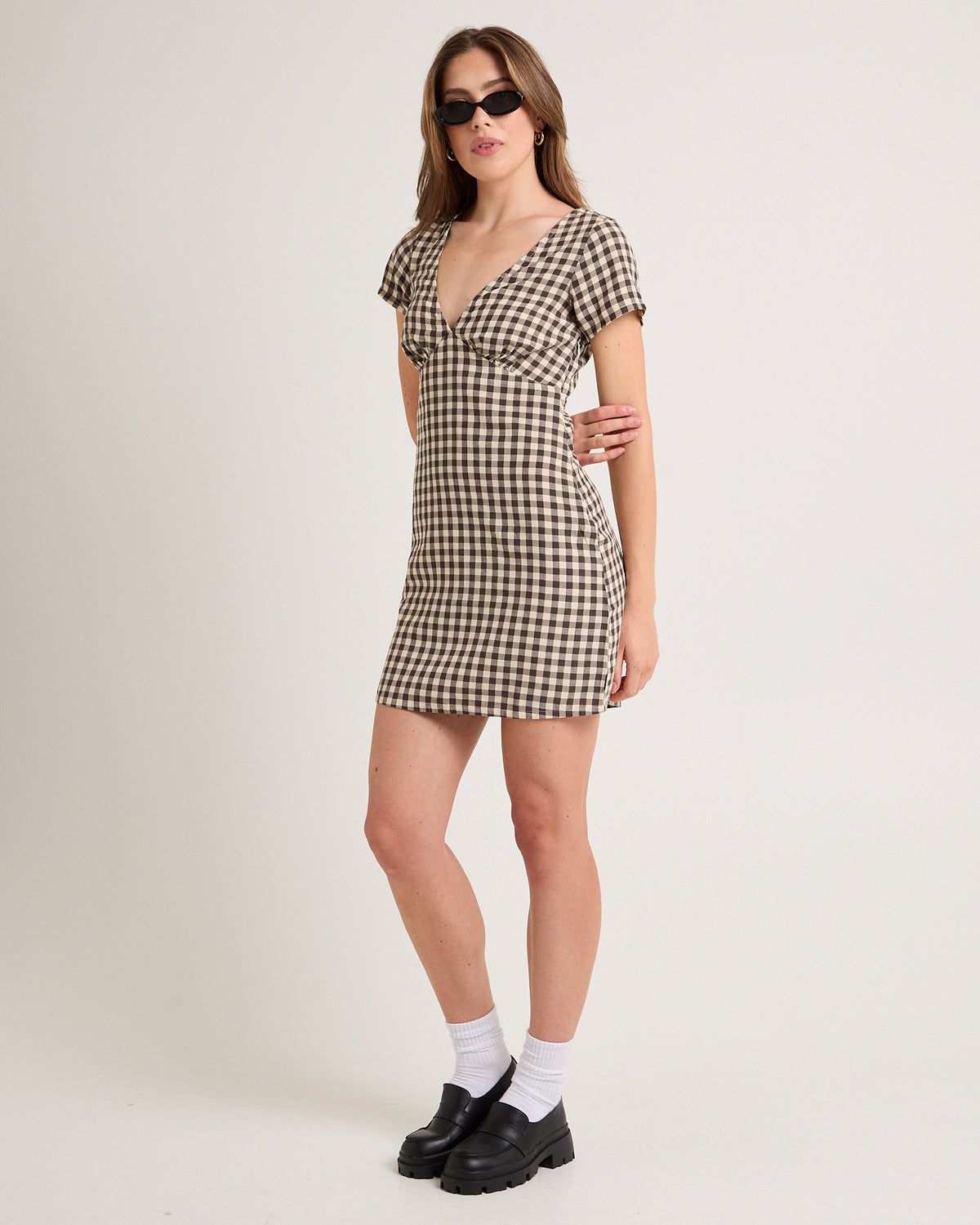 Gambet Check Tea Dress BLACK/SAND