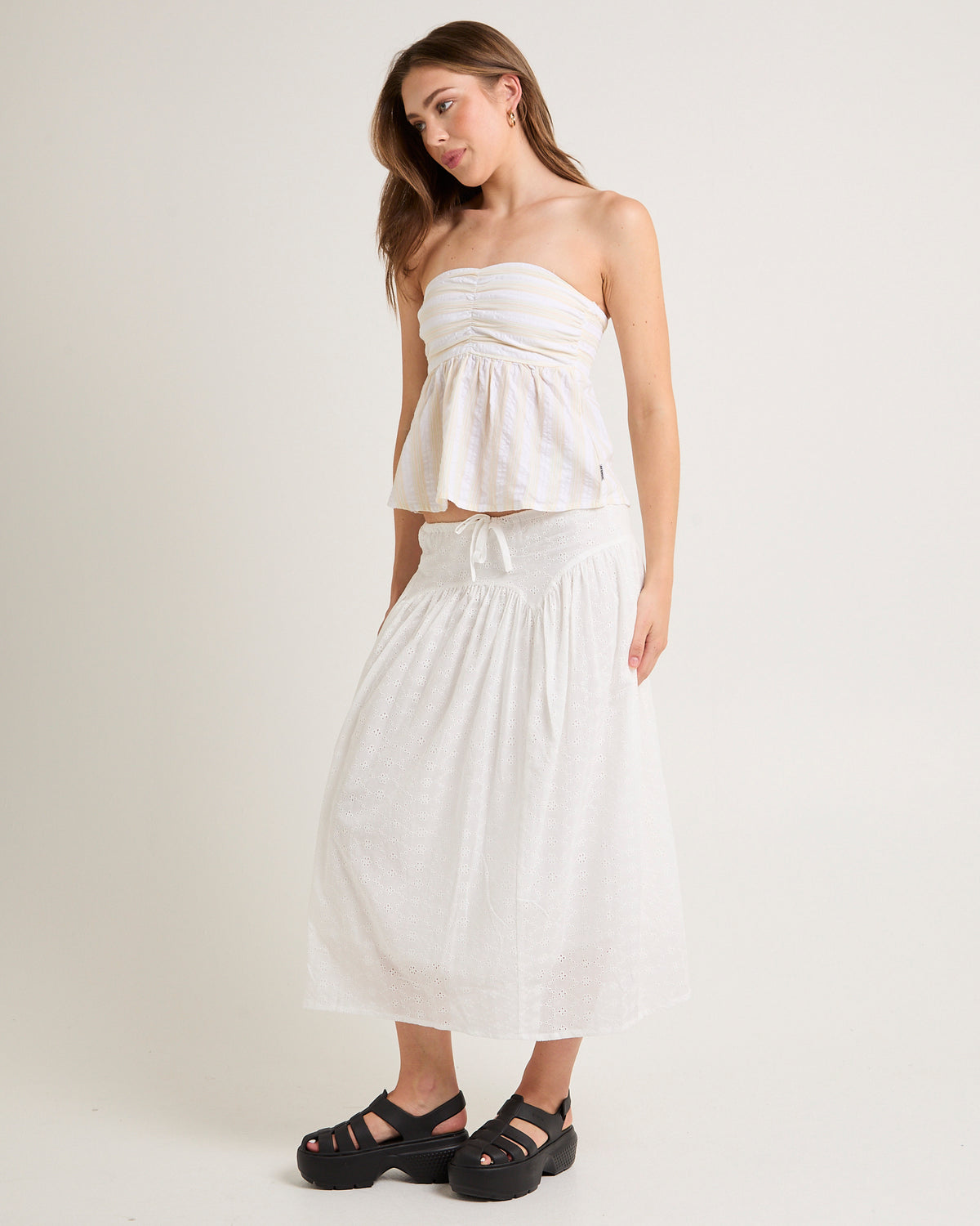 Splice Strapless Top WHITE/LEMONGRASS
