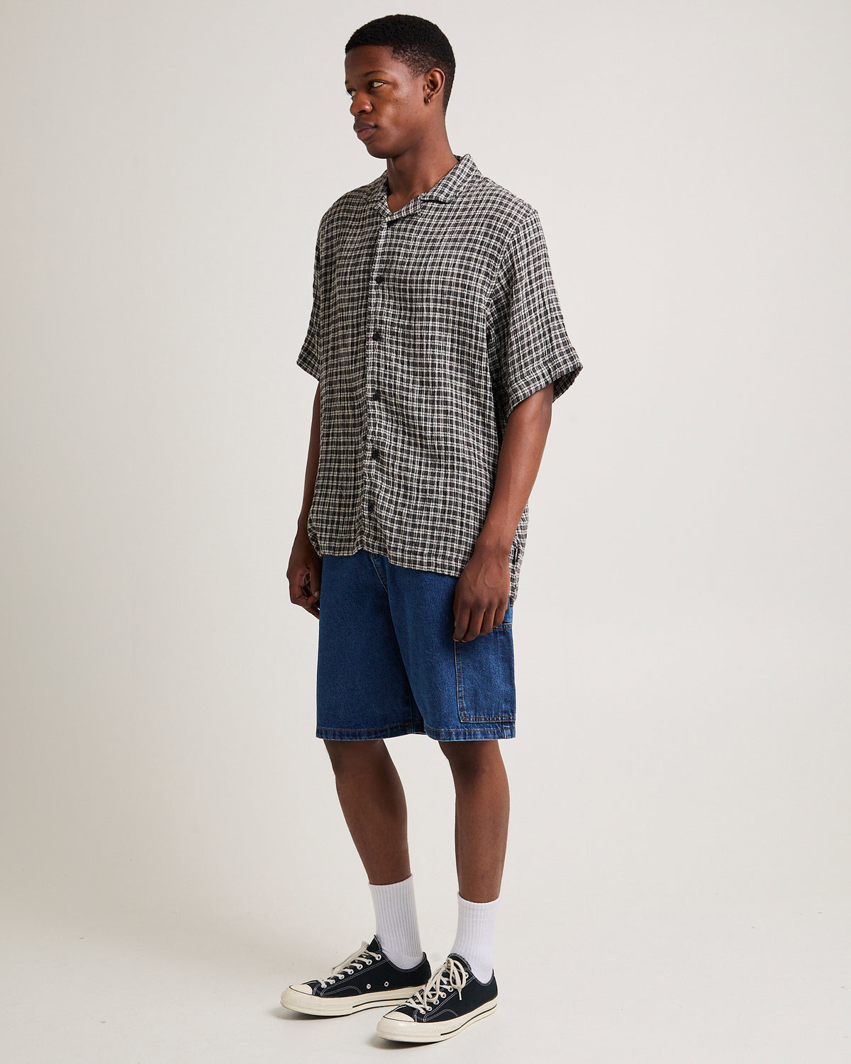 Asta Seer Sucker Regular Shirt Steel Check Check