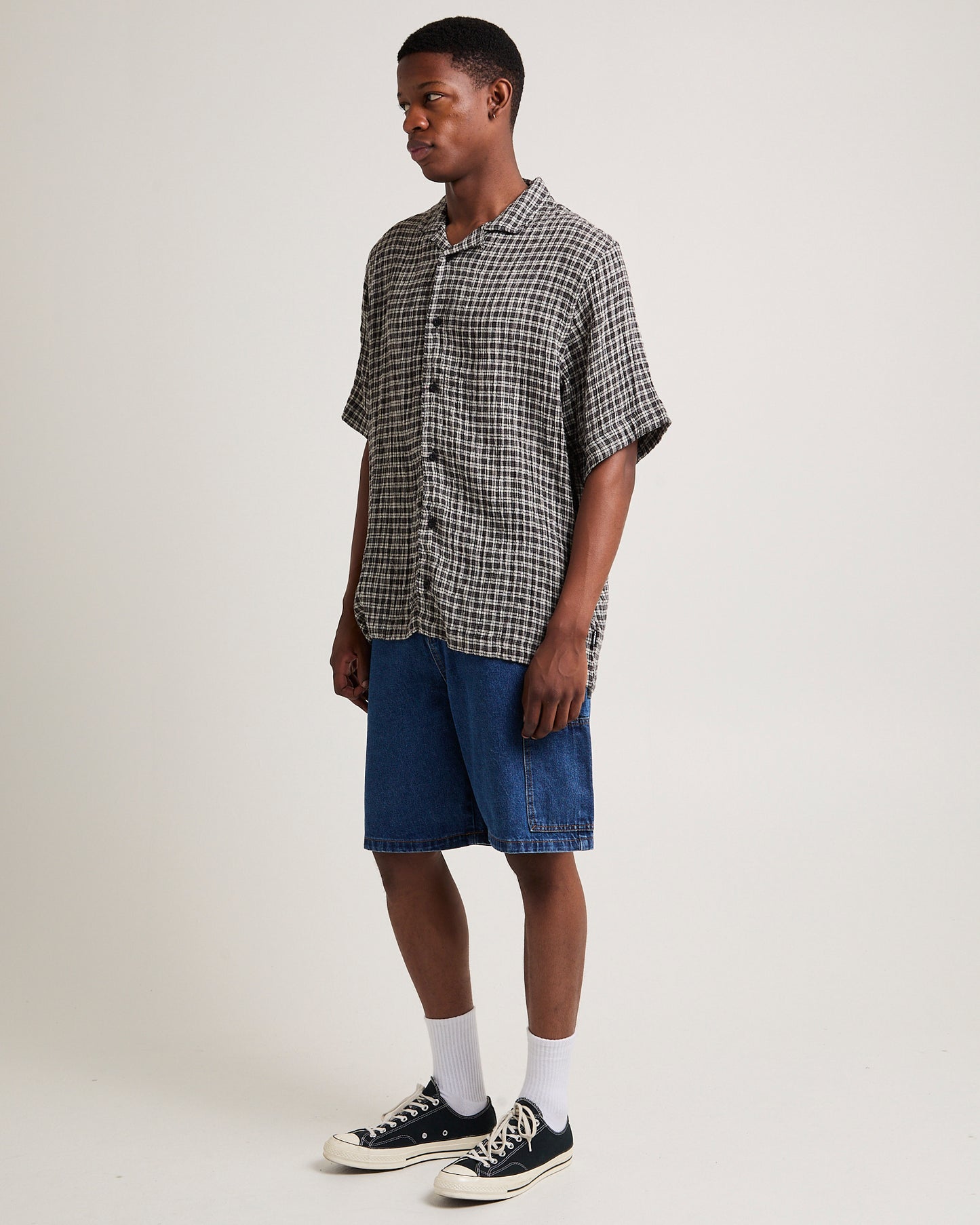 Asta Seer Sucker Regular Shirt Steel Check