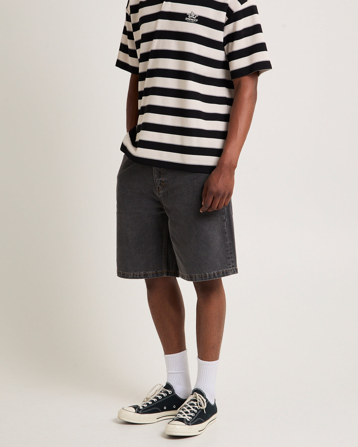A5 Baggy Denim Shorts Dustin WASHED BLACK