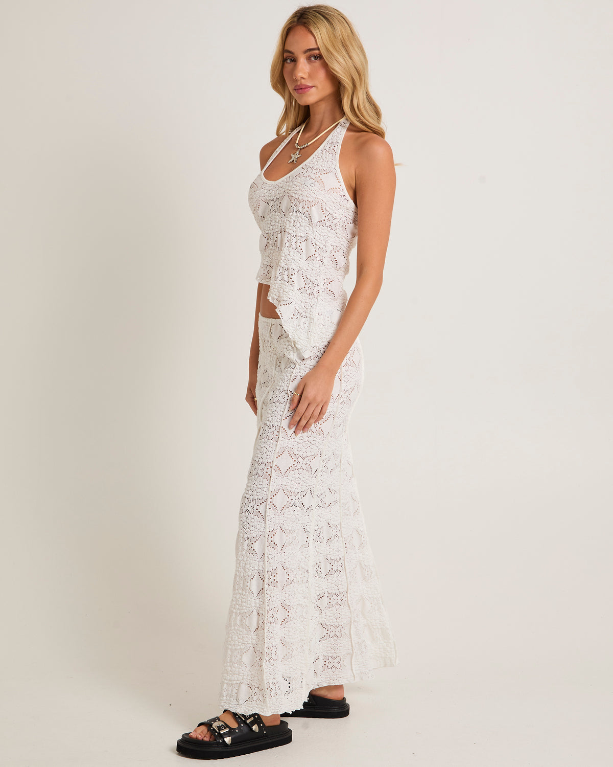 Amore Asymetric Textured Top WHITE