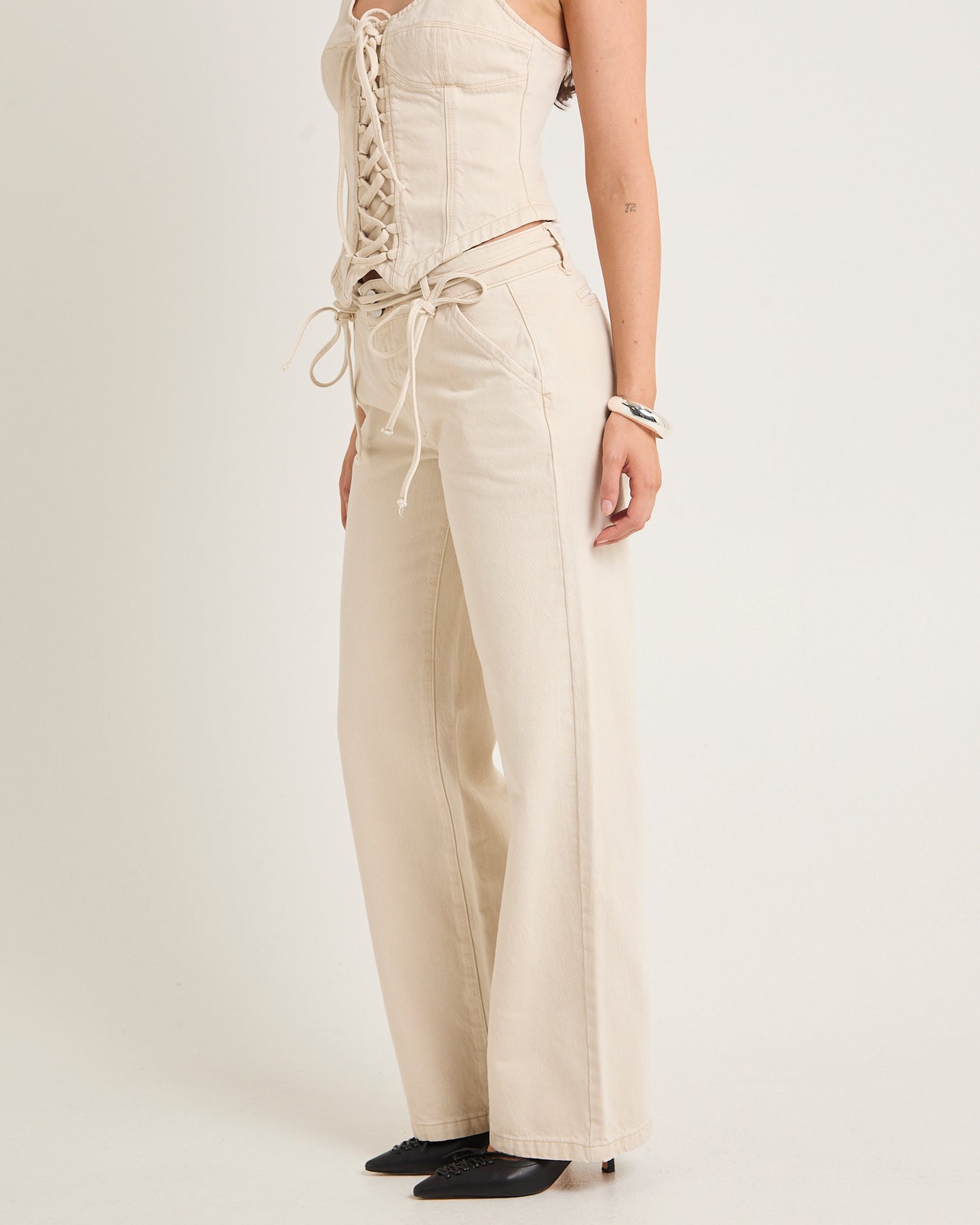 99 Low Baggy Tied-Up Denim Jeans