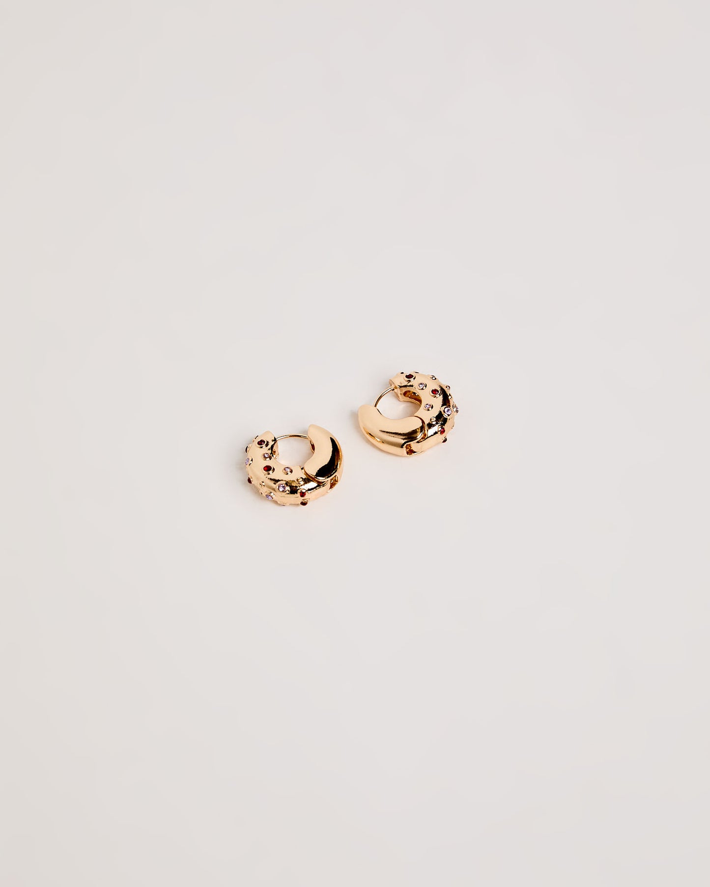 Metal And Stone Hoops Earrings