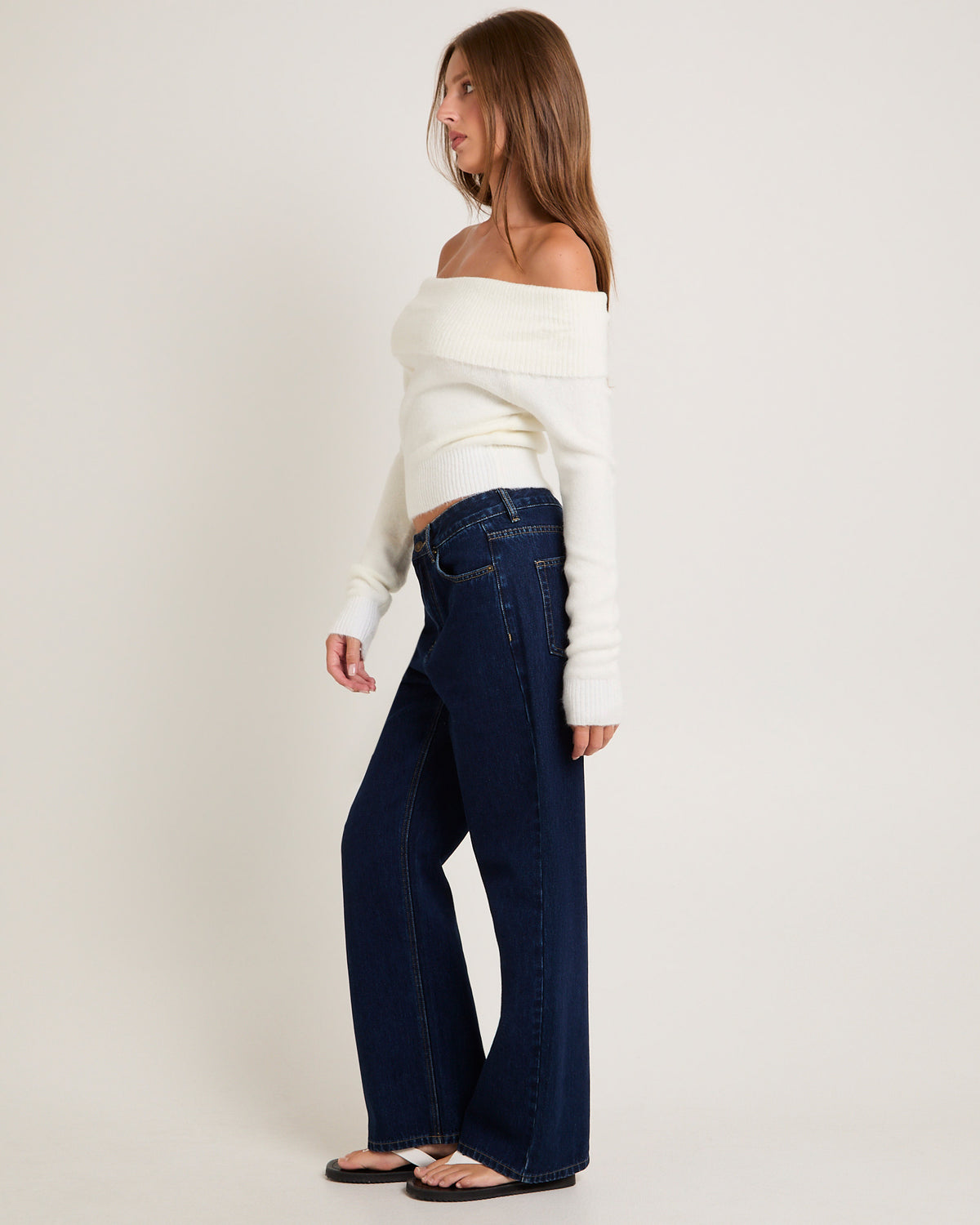 Milly Off Shoulder Knit Sweater IVORY