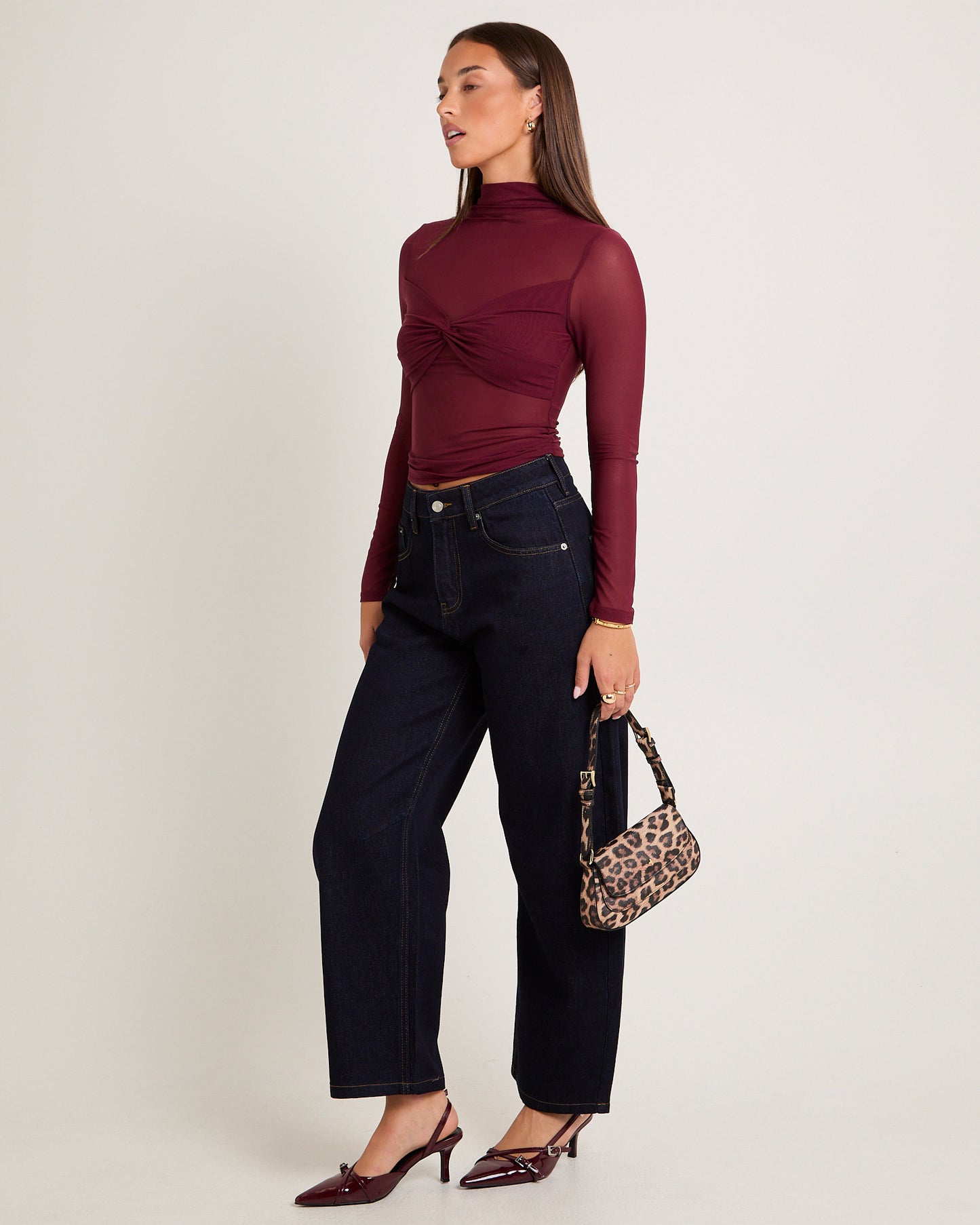 Tae Twist Detail Mesh Turtleneck