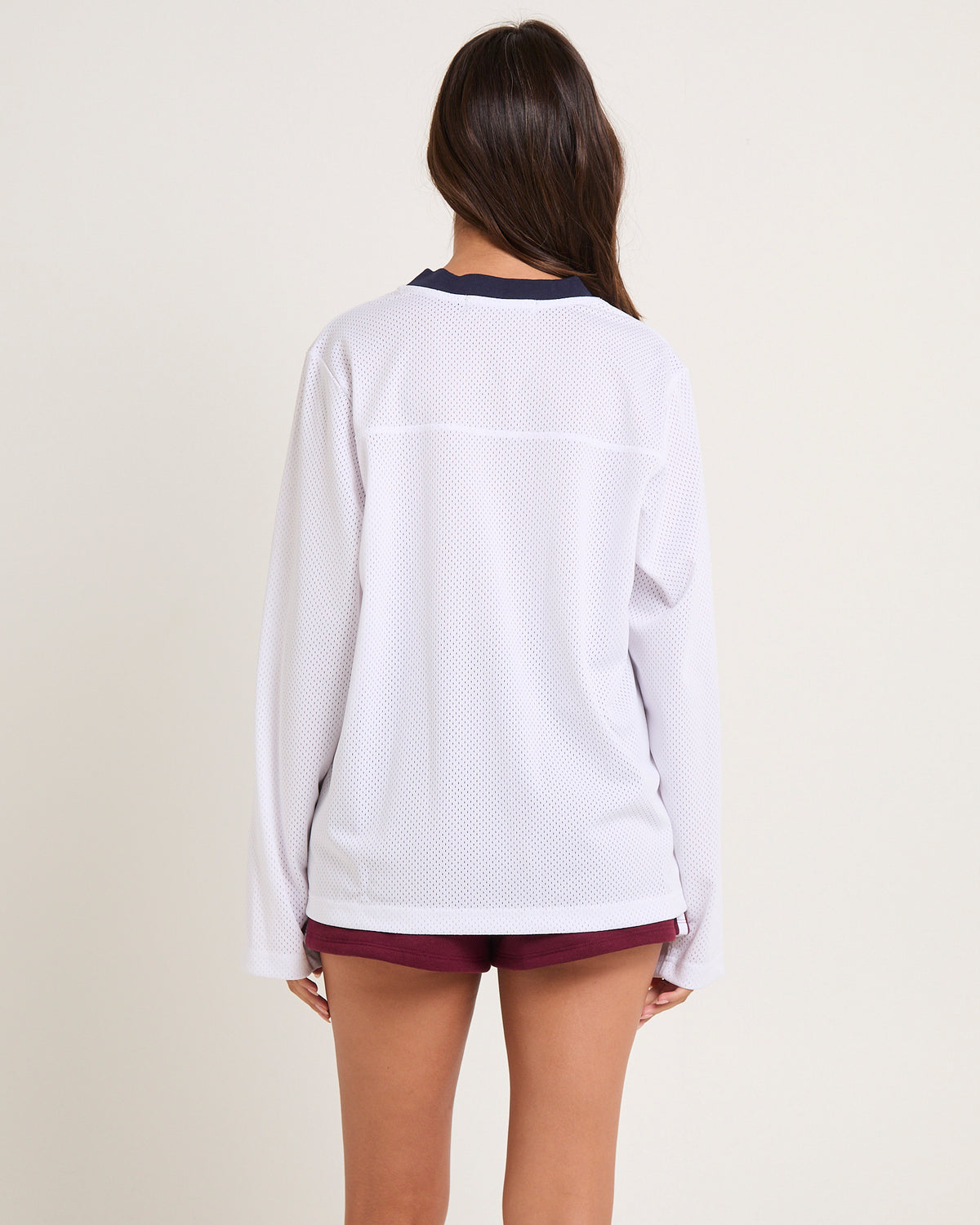 Brianna Mesh Sports Long Sleeve T-Shirt WHITE