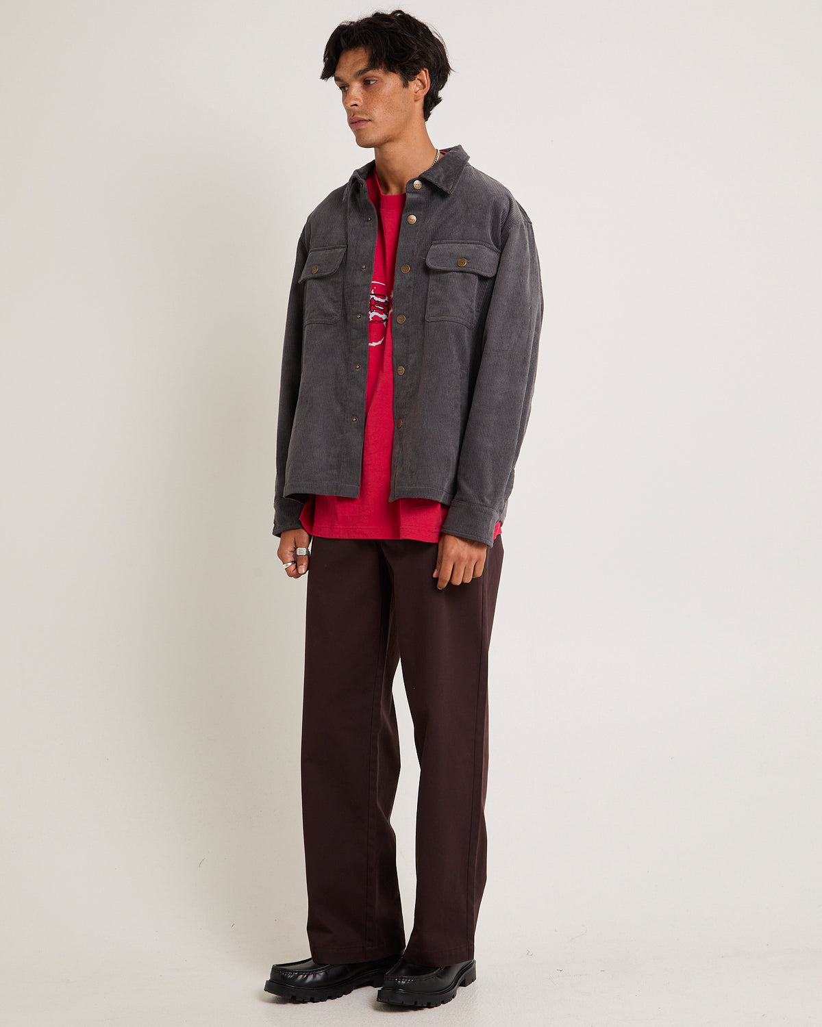 Conditions Corduroy Long Sleeve Overshirt SMOKE