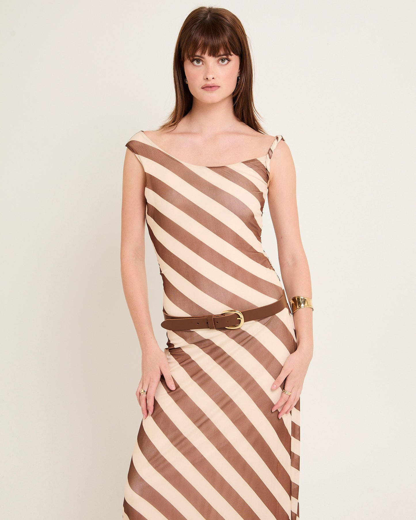 Mesh Stripe Maxi Dress