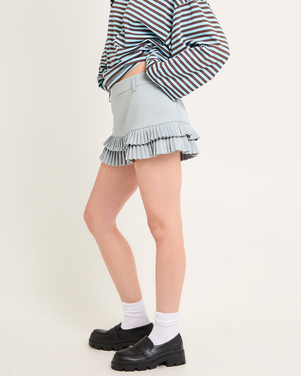 Double Ruffle Mini Skort SLATE