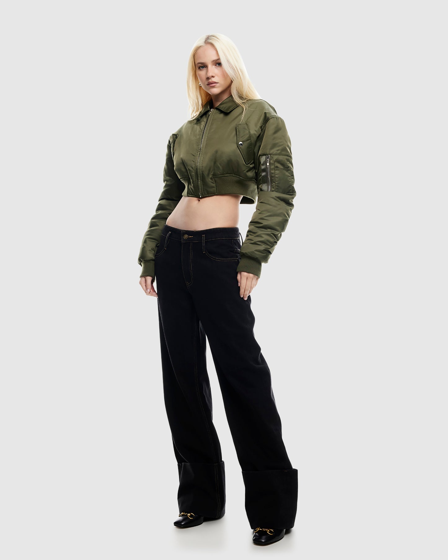 Essential Cropped Bomber Jacket