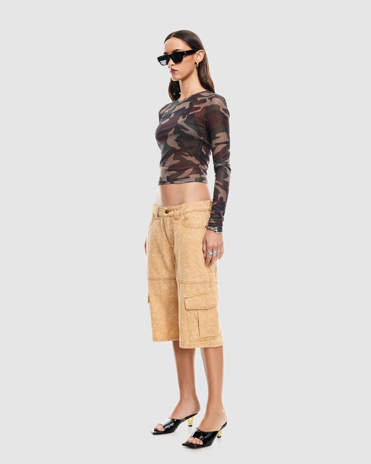 The Boulevard Mesh Top CAMO