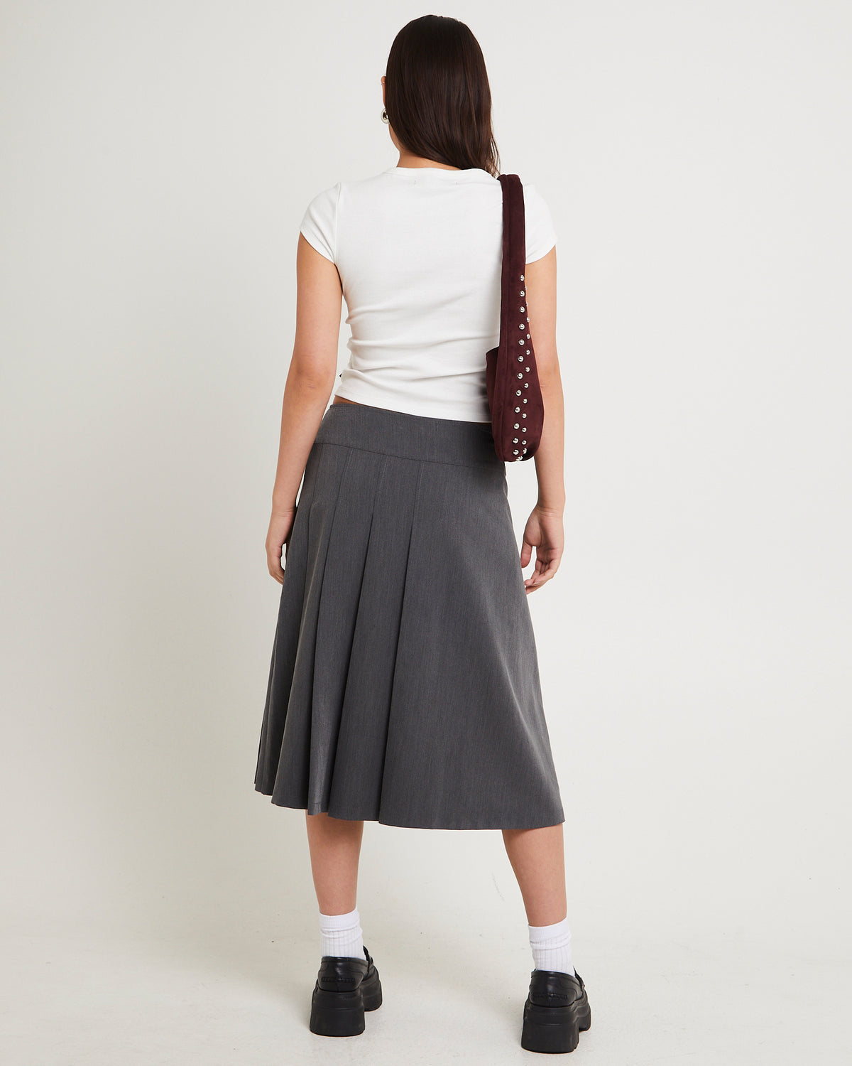 Eriksen Pleated Midi Skirt GREY