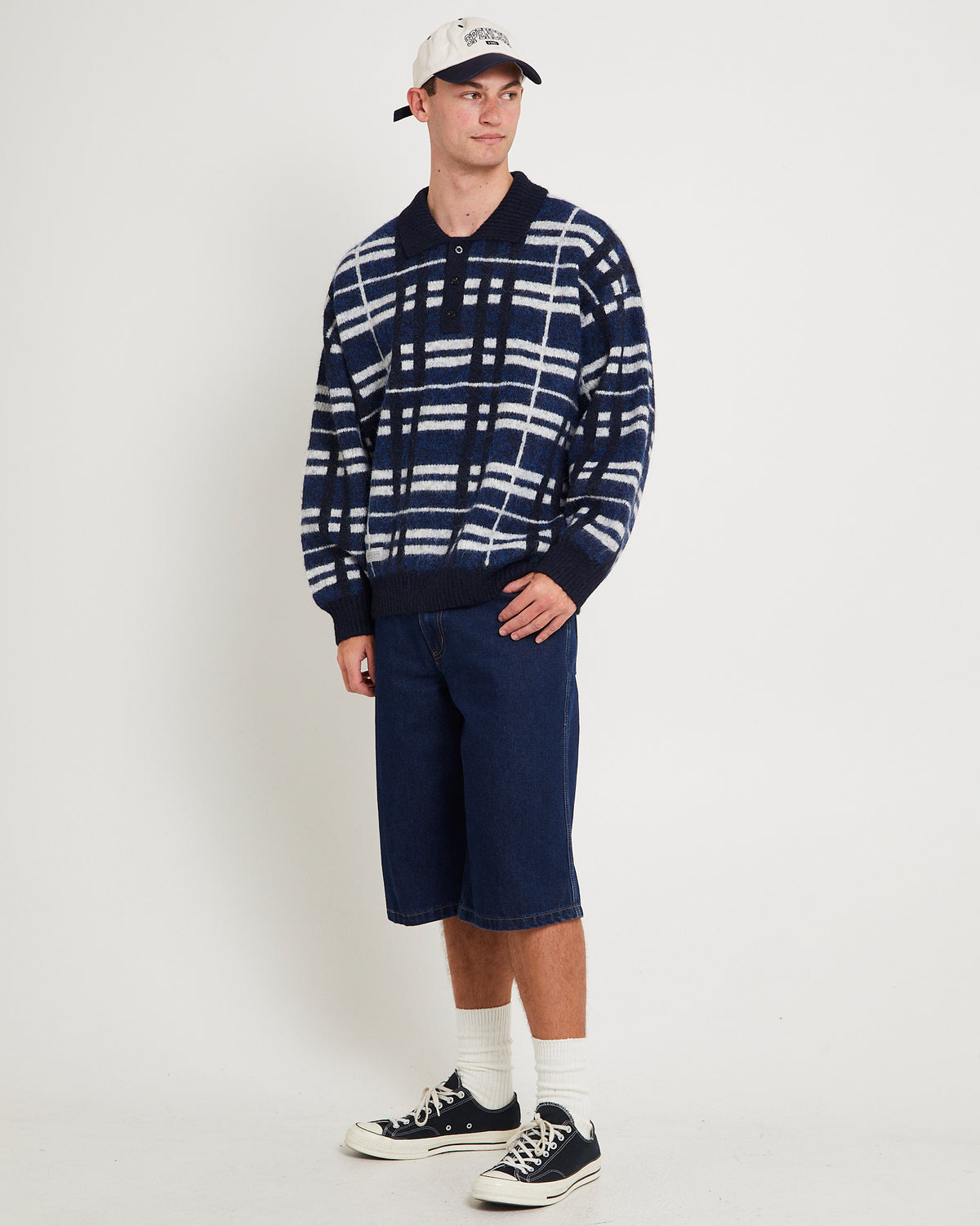 Union Knit Polo Jumper BLUE