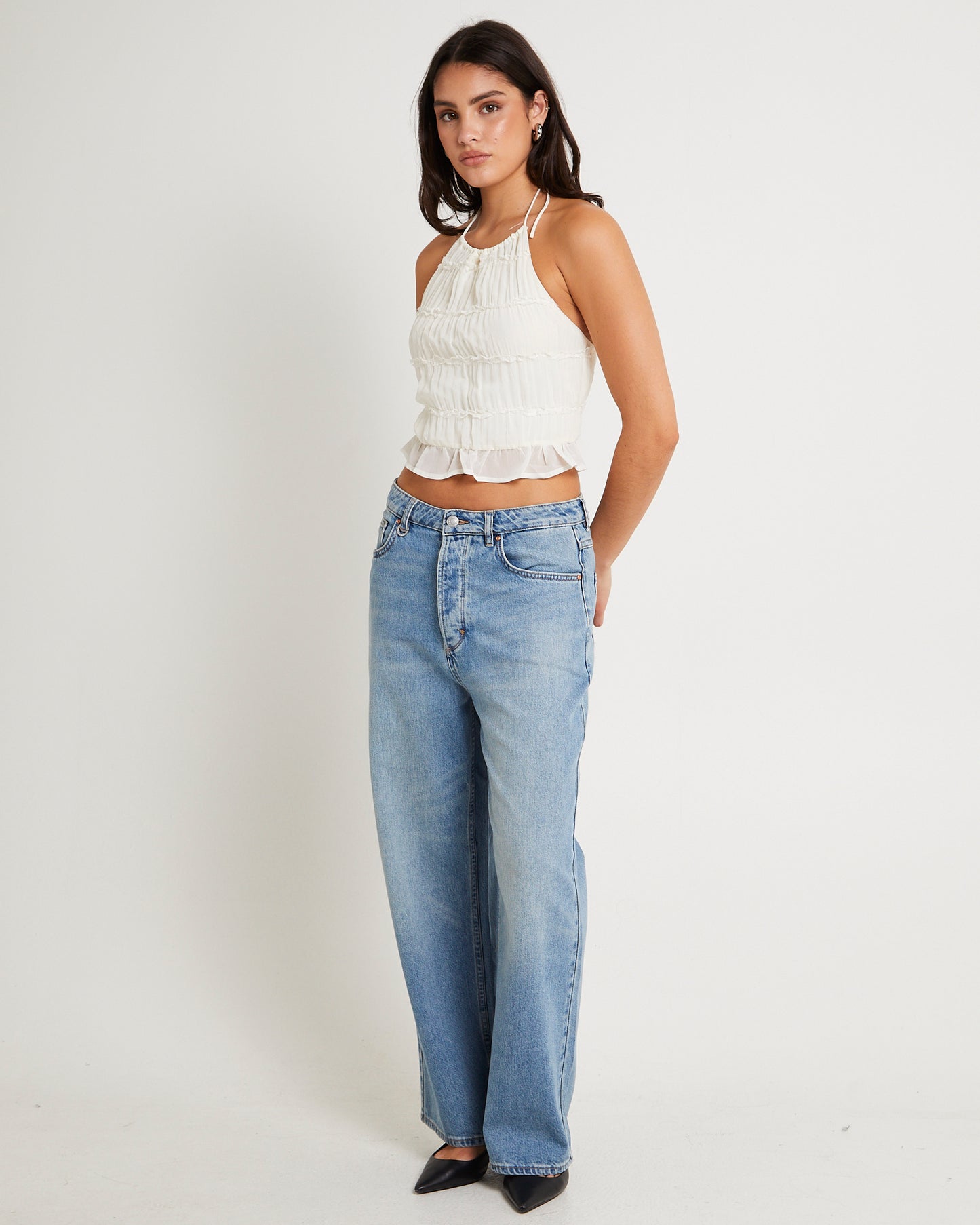 Alda Shirred Backless Top