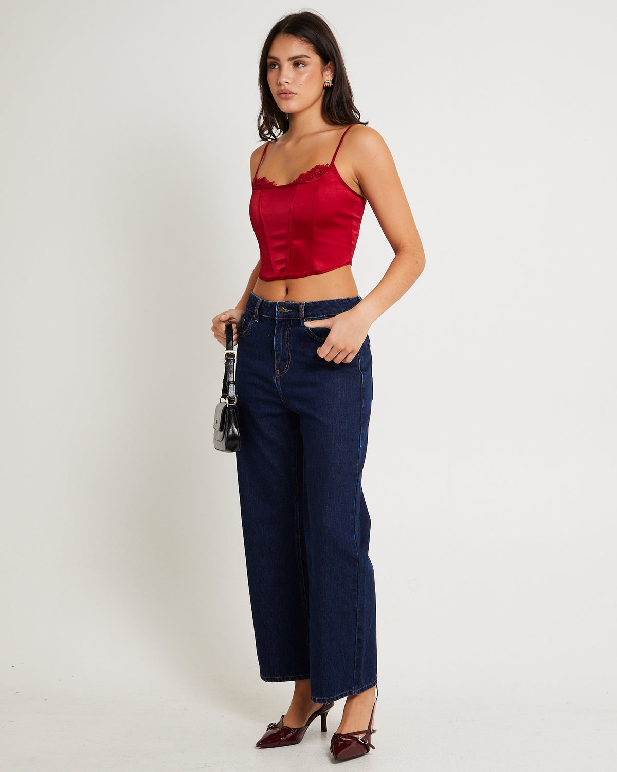 Vita Satin Corset CHERRY