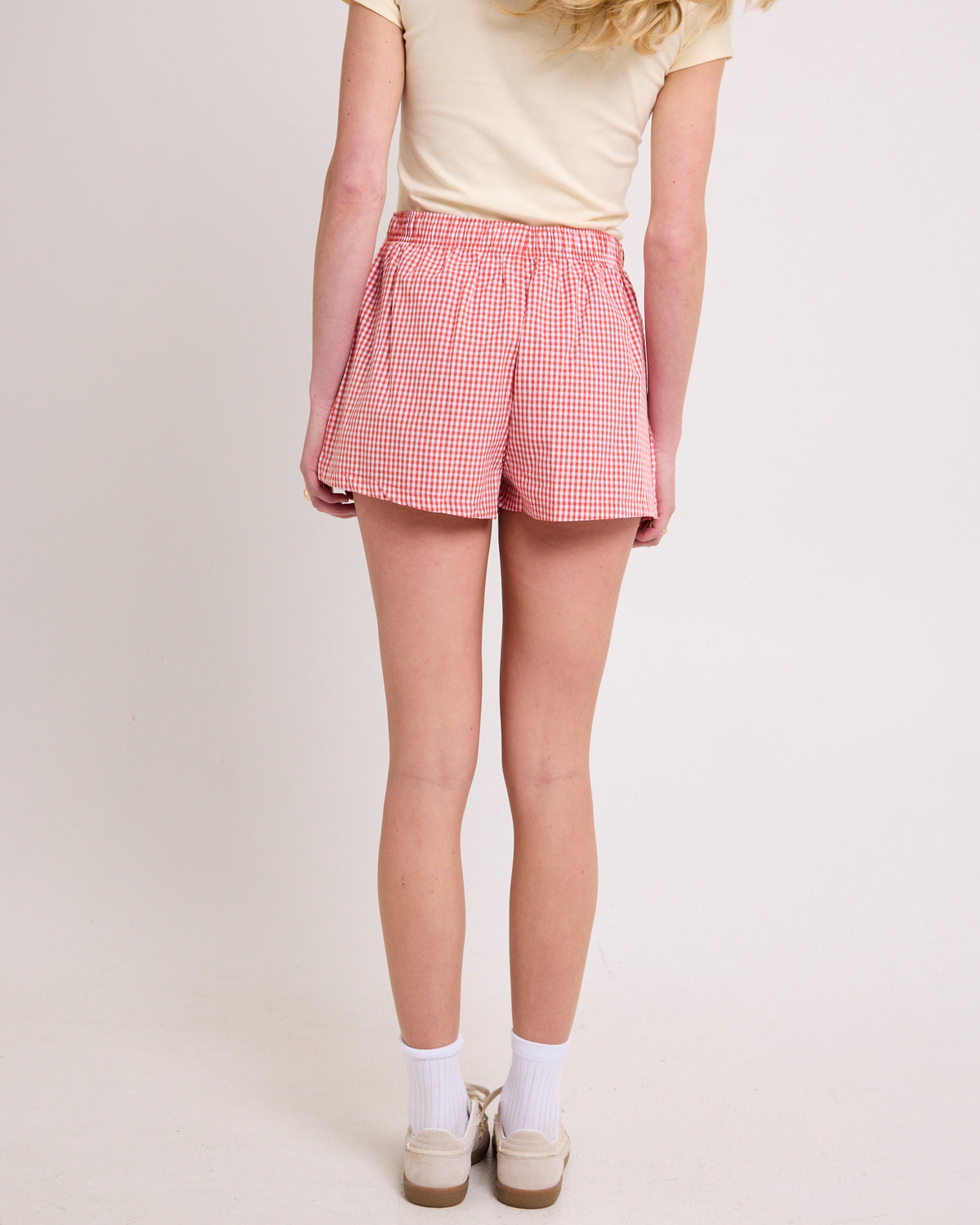 BDG Gingham Boxer Shorts RED / WHITE