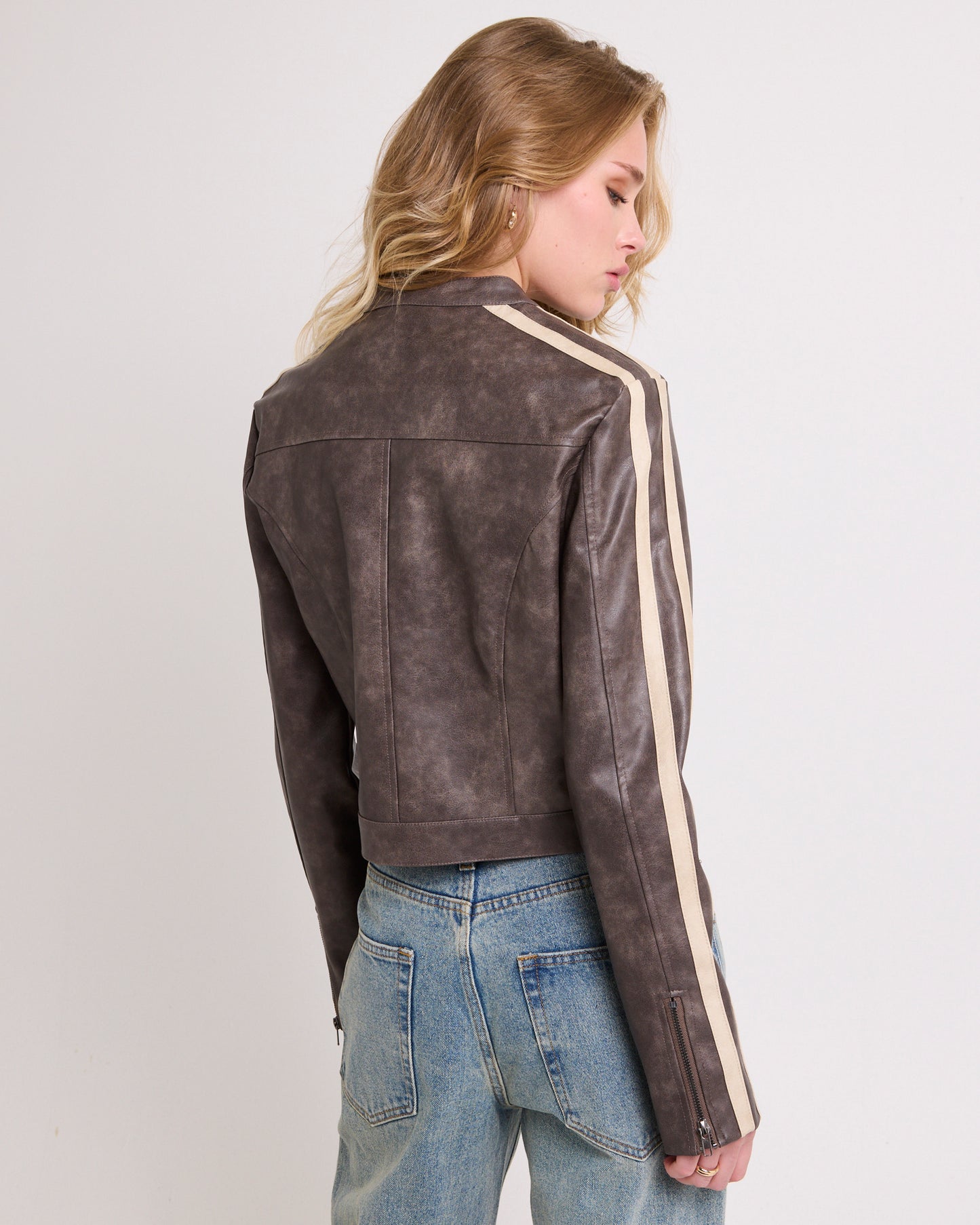 Ryda Leather Look Moto Jacket