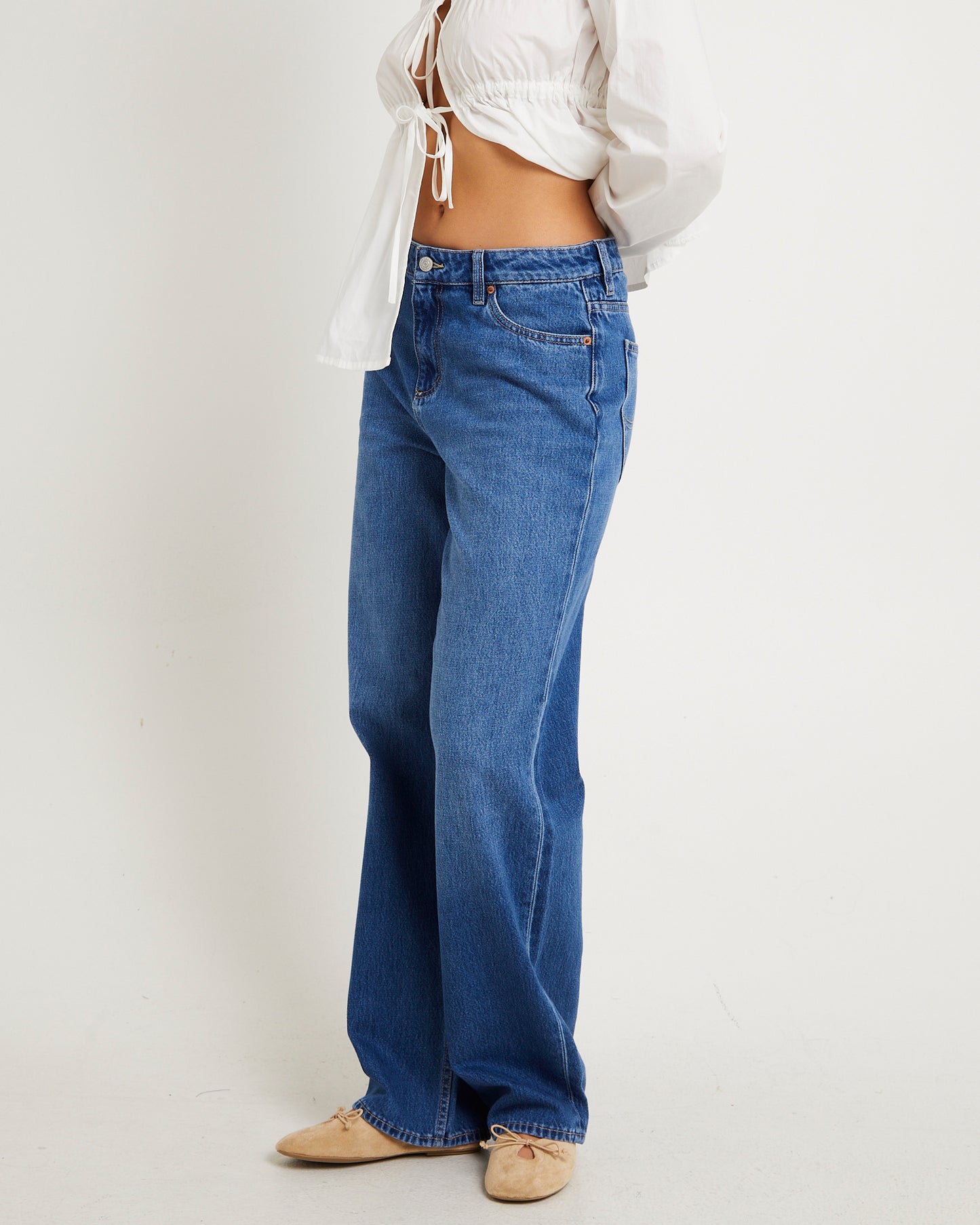 Mid Baggy Denim Jeans Arcadia Blue