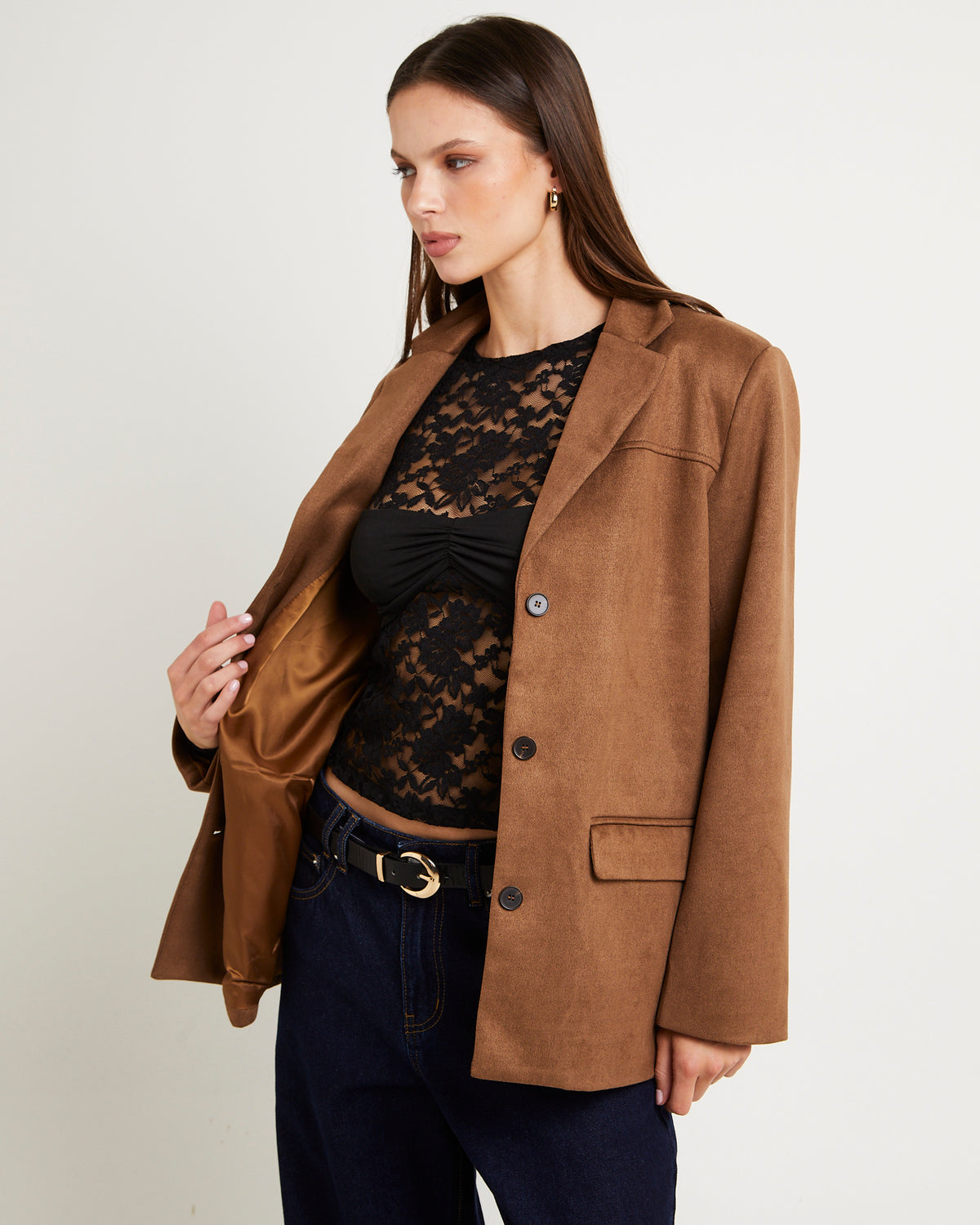 Sophia Suede Blazer TAN