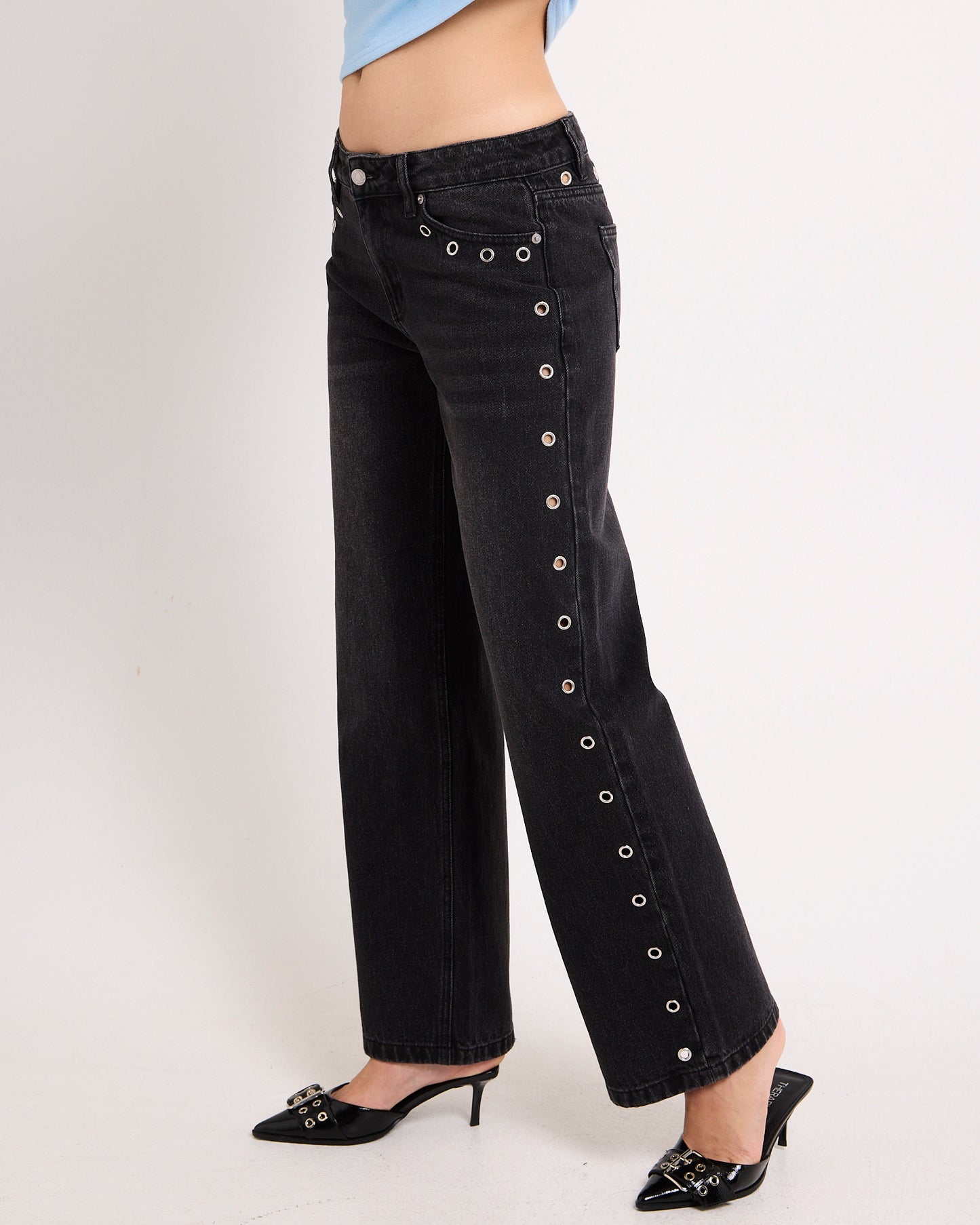 Razor Eyelet Straight Denim Jeans
