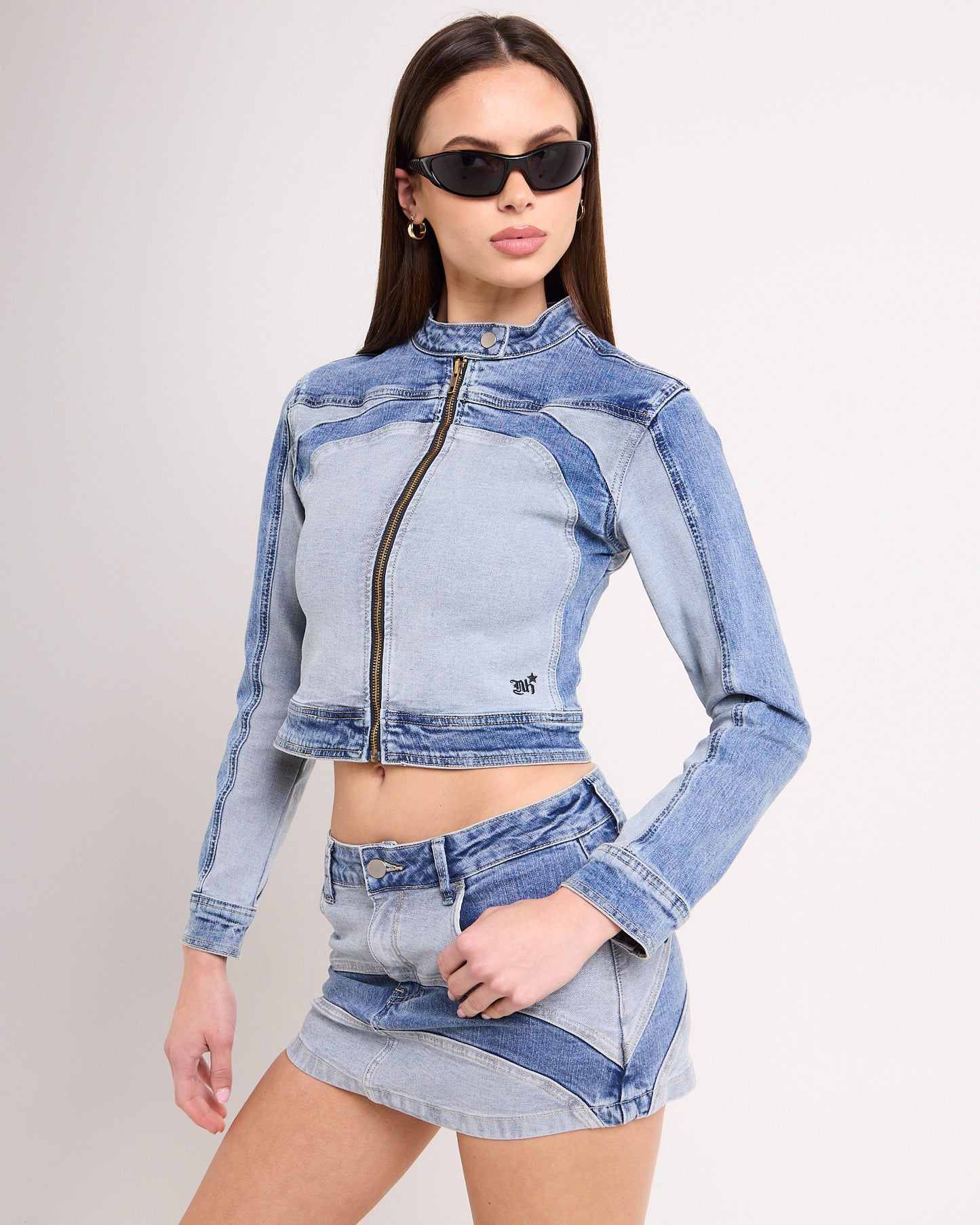 Y2K Denim Moto Jacket