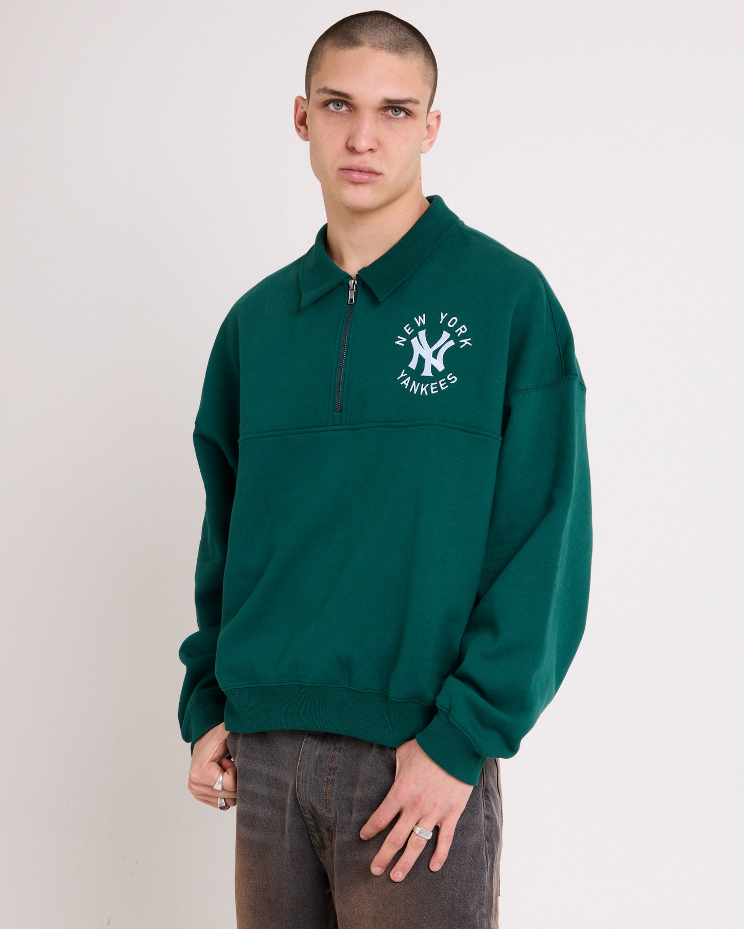 Yankees Half Zip Collared