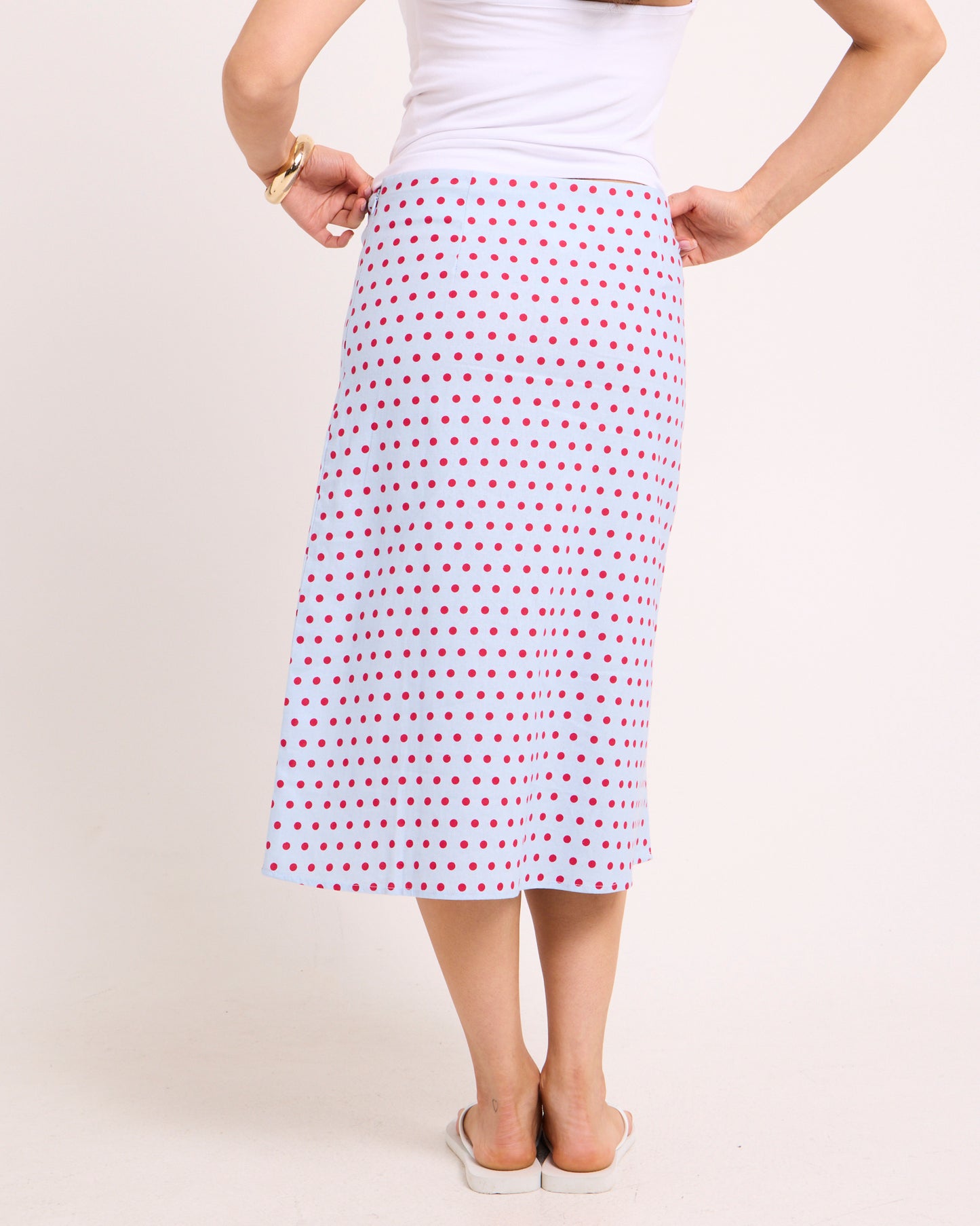 Billy Polka Slip Midi Skirt
