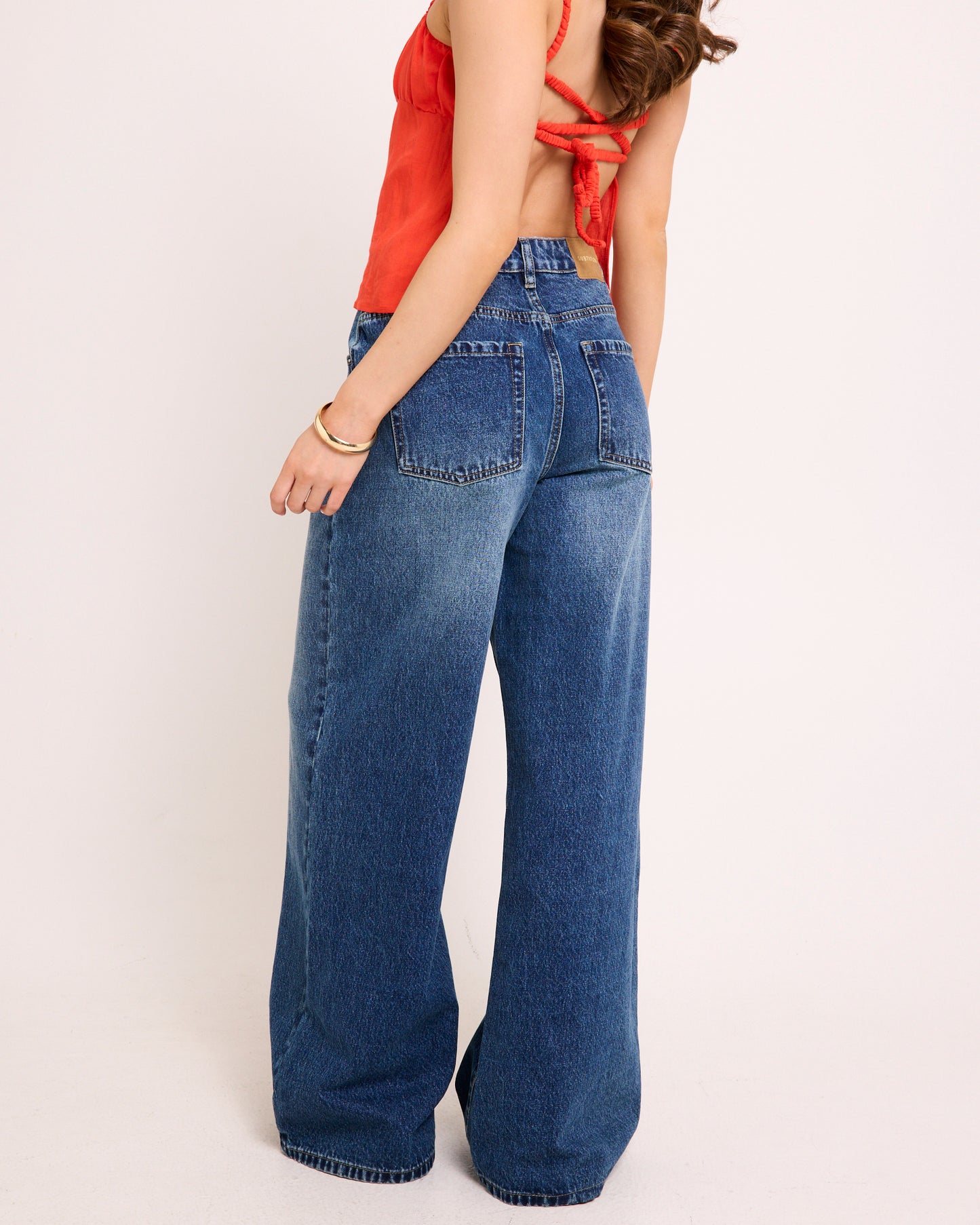 Meg Cross Over Straight Leg Denim Jeans