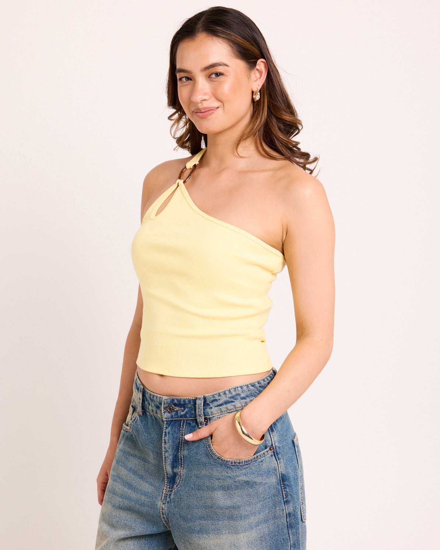 Kenzie One Shoulder Rib Tank