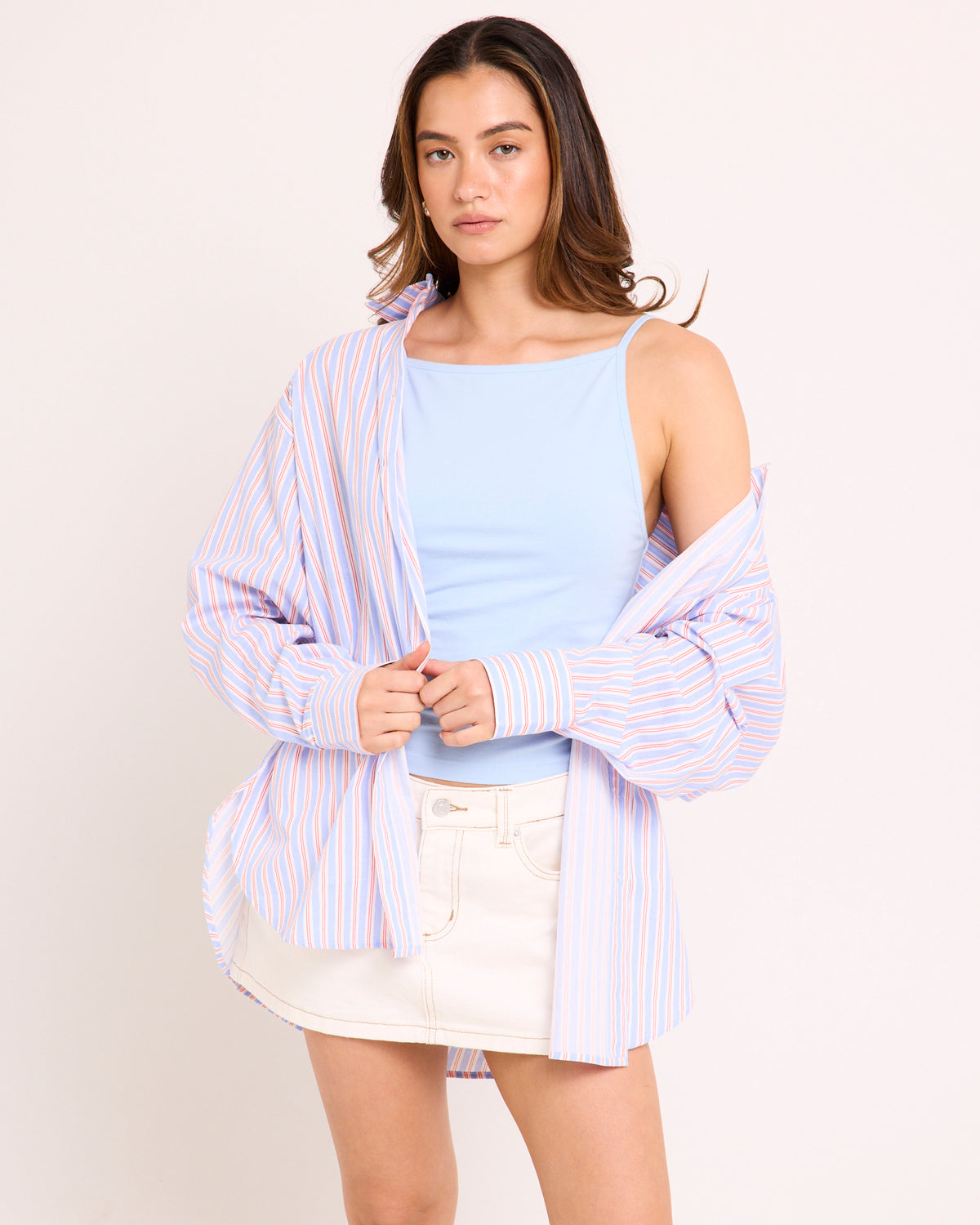 Coby Crisp Oversized Long Sleeve Shirt BLUE STRIPE
