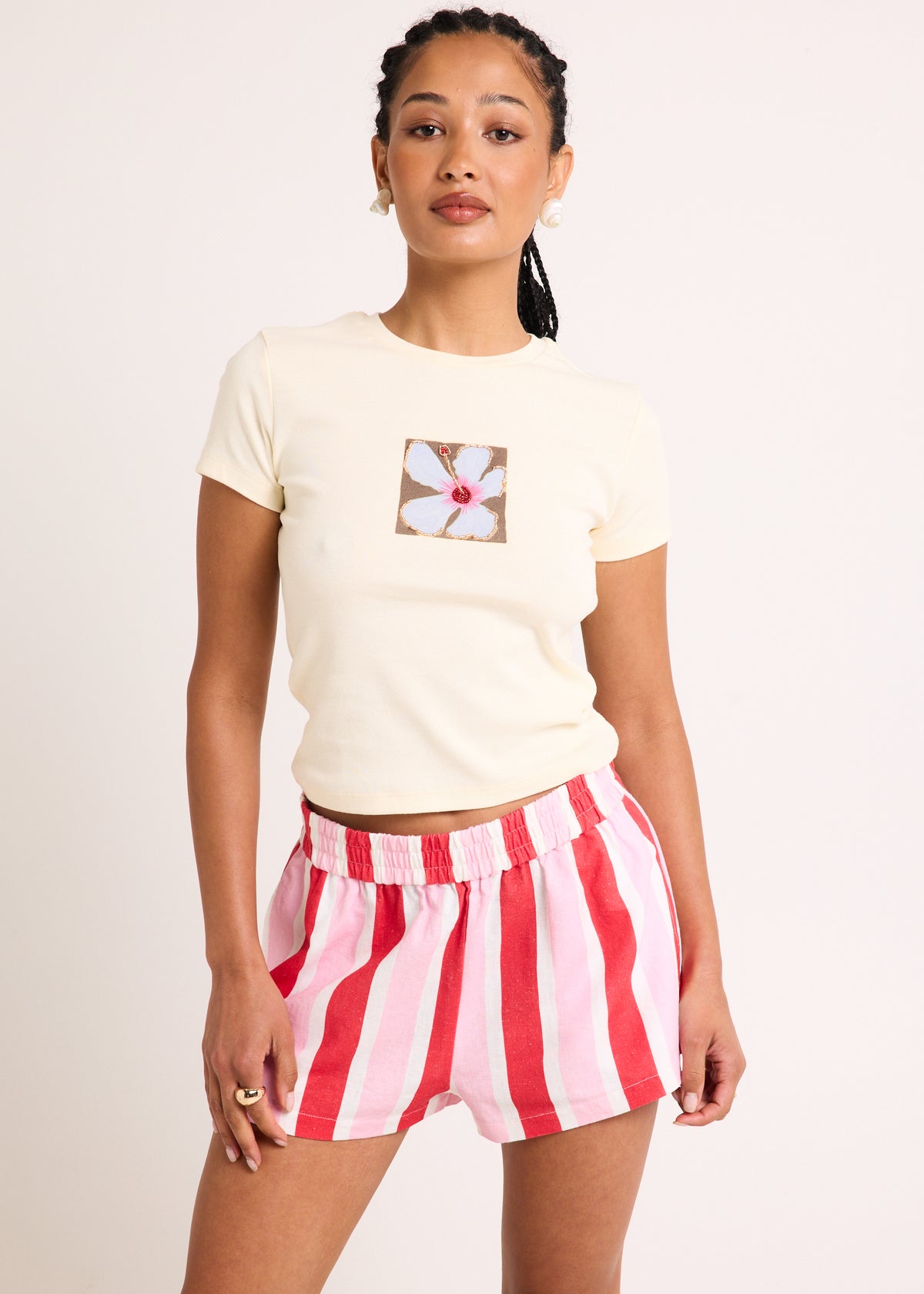 Hibiscus Hideaway Baby Tee YELLOW