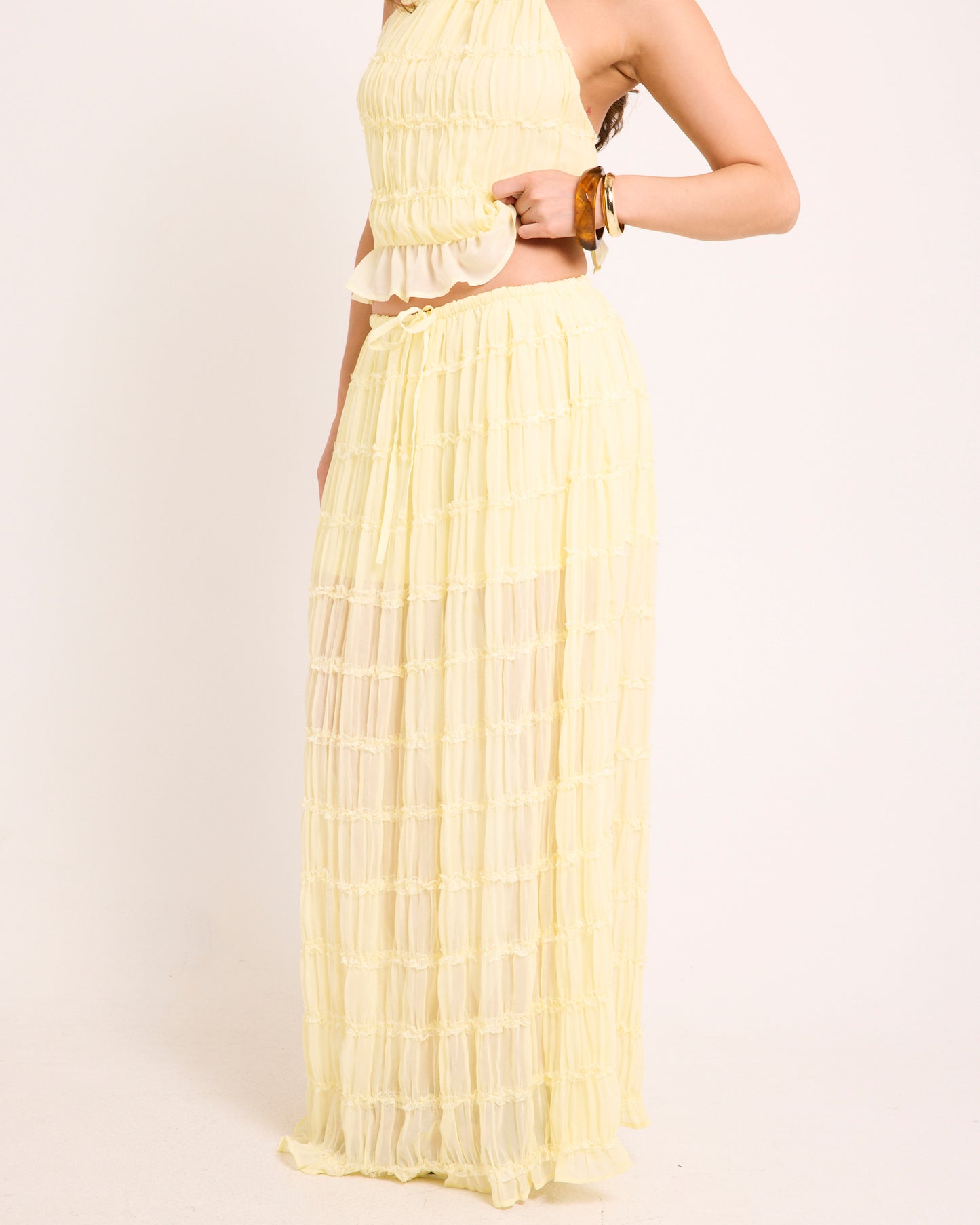 Alda Shirred Maxi Skirt