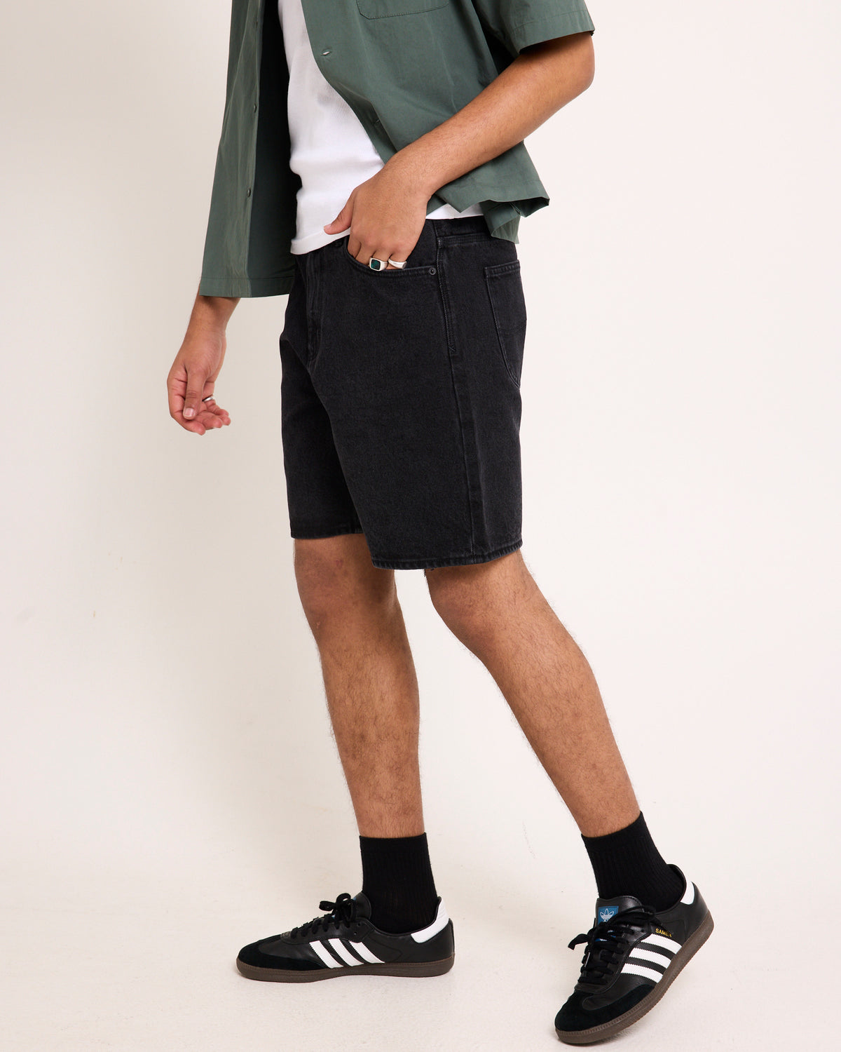 L-Four Baggy Denim Shorts HARDWARE BLACK