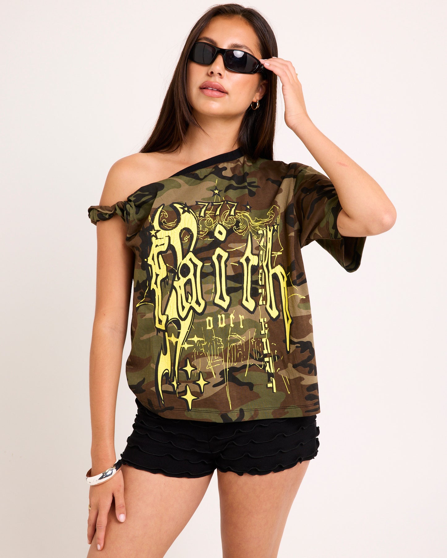 Camo One Shoulder Tee