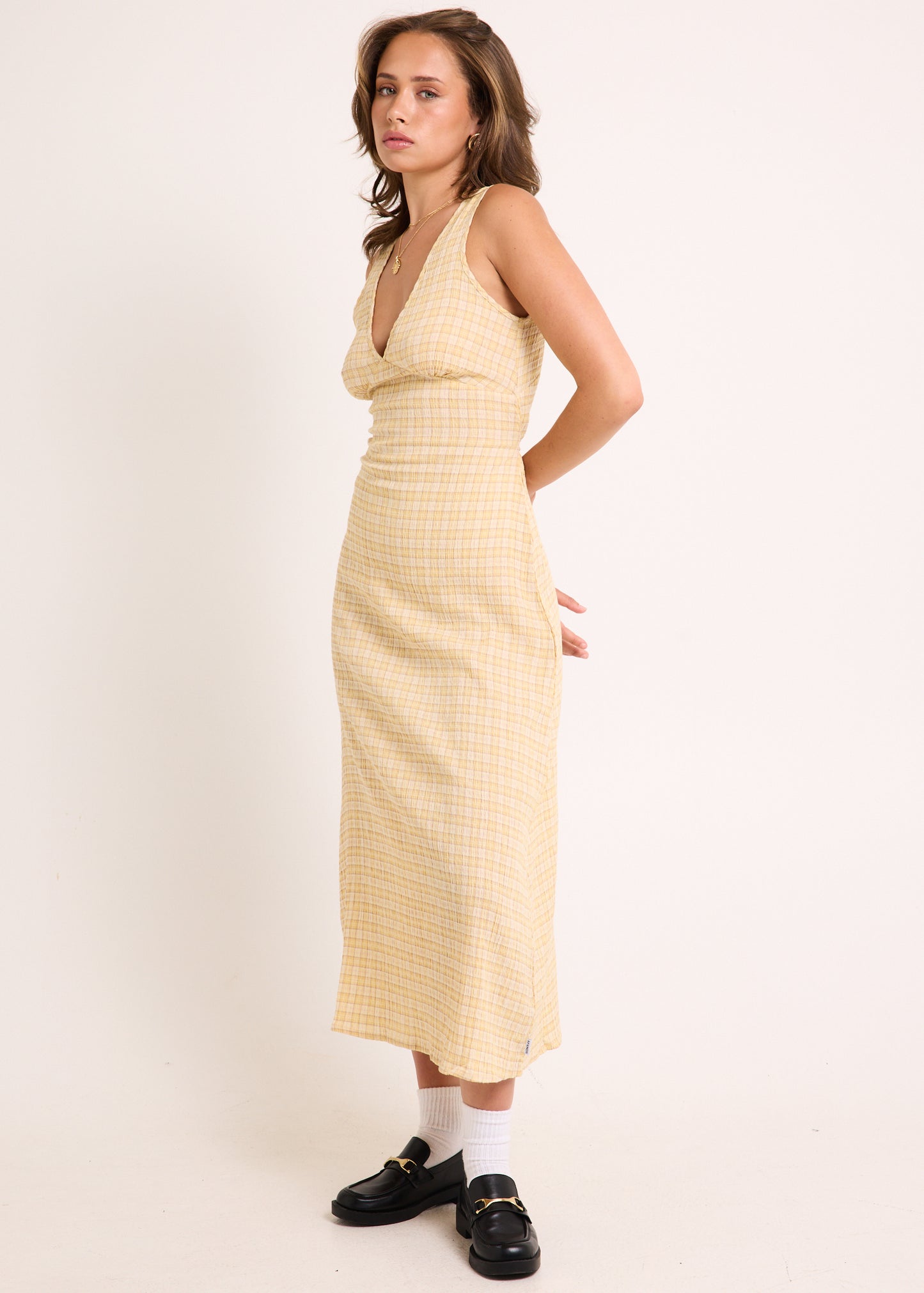Sunday Seersucker Check Maxi Dress