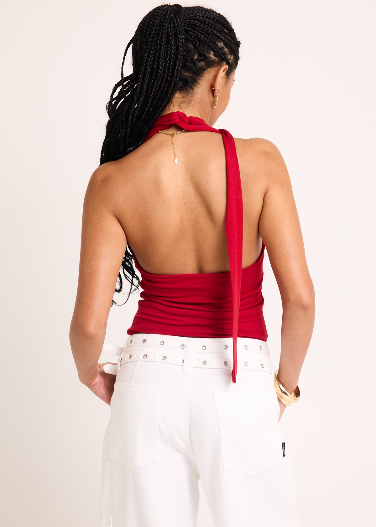 Eloise Halter Scarf Top RED
