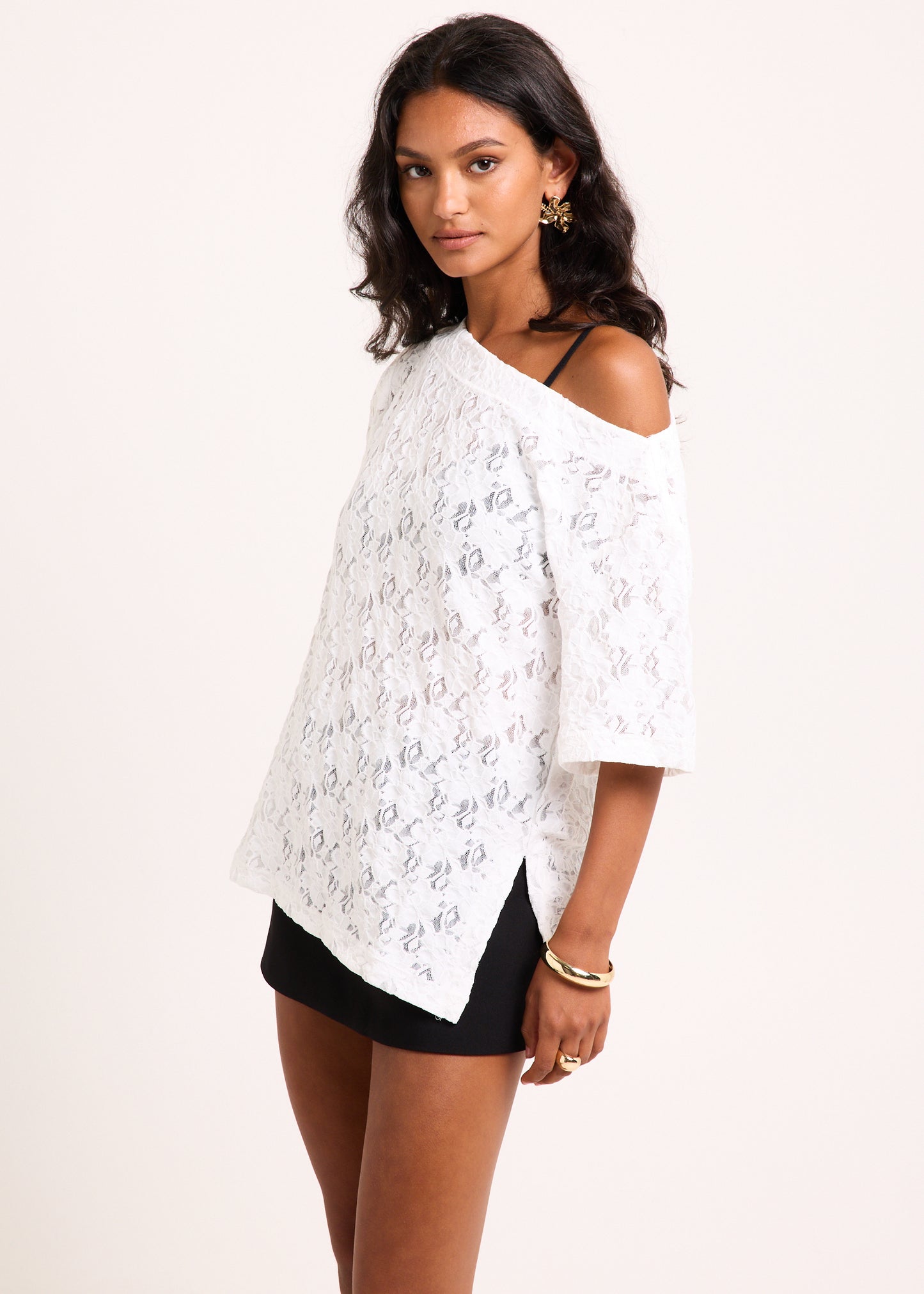 Louis Asymmetric Lace Top