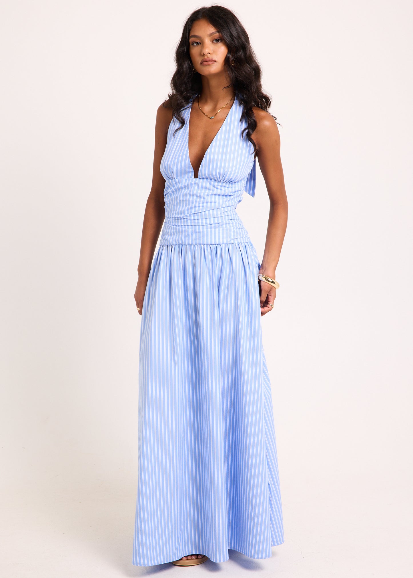 Alex Plunge Striped Maxi Dress