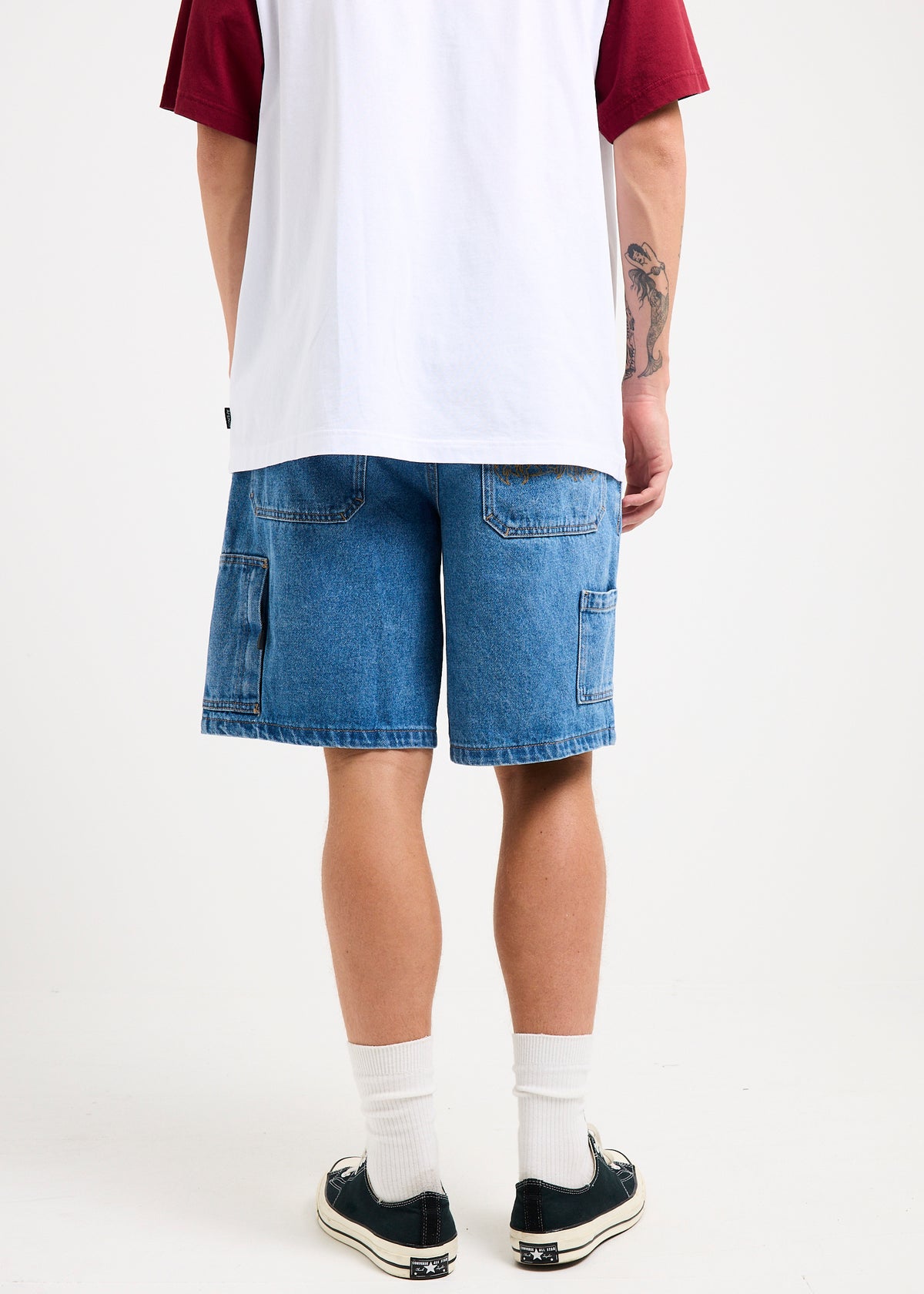 Scorched Harper Denim Baggy Fit Carpenter Shorts WORN BLUE