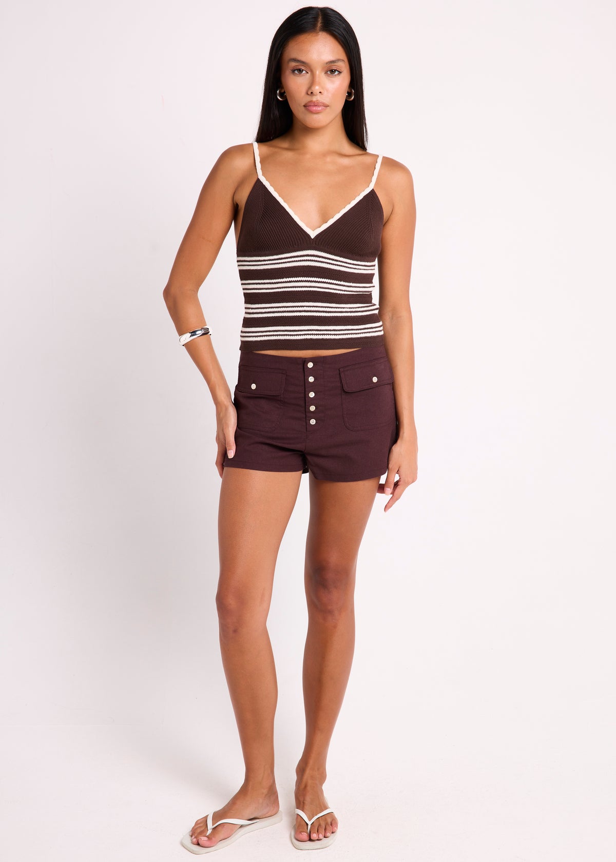 Promenade Knit Top CHOC STRIPES