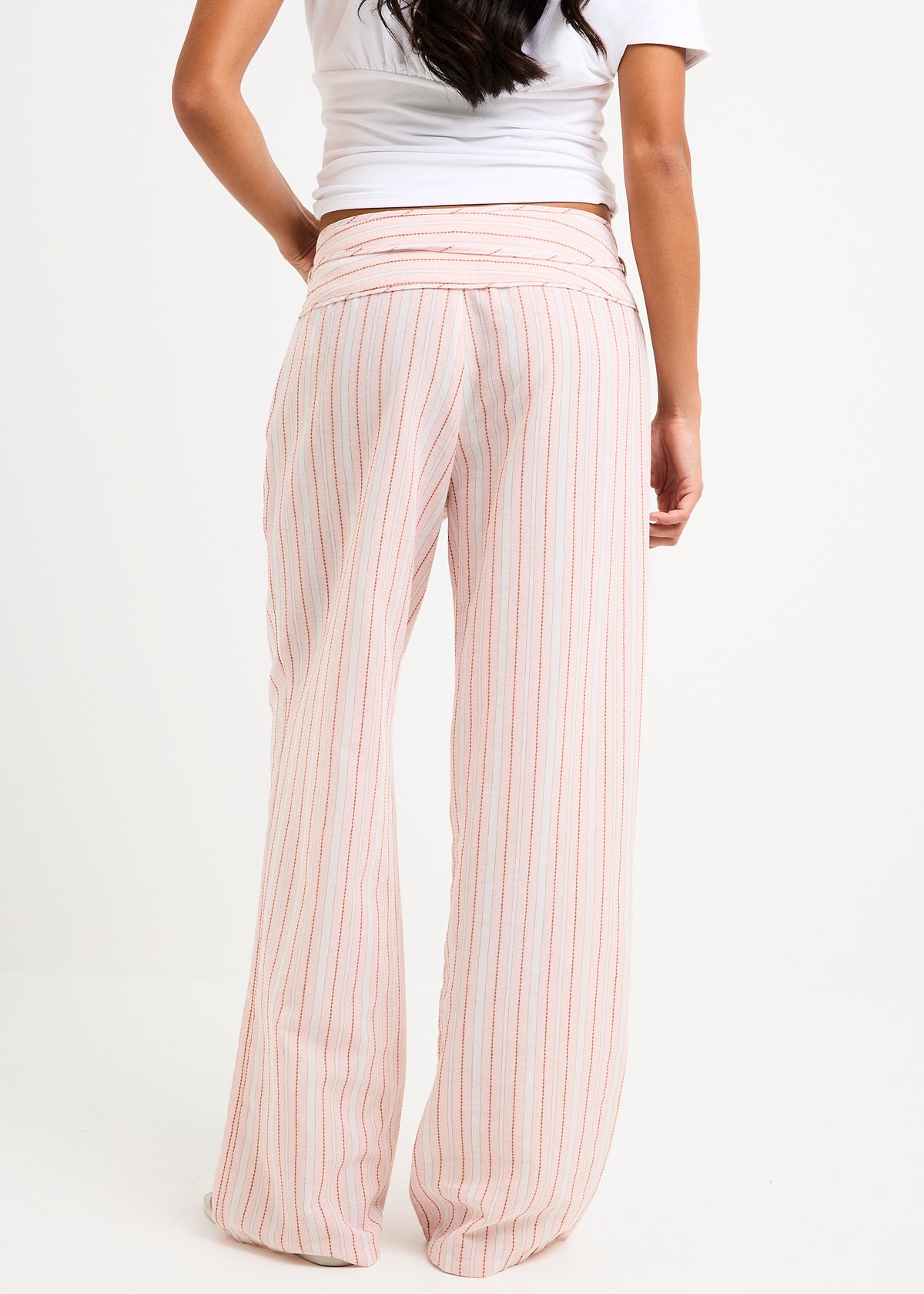 Ines Stripes Low Rise Pants PINK STRIPE