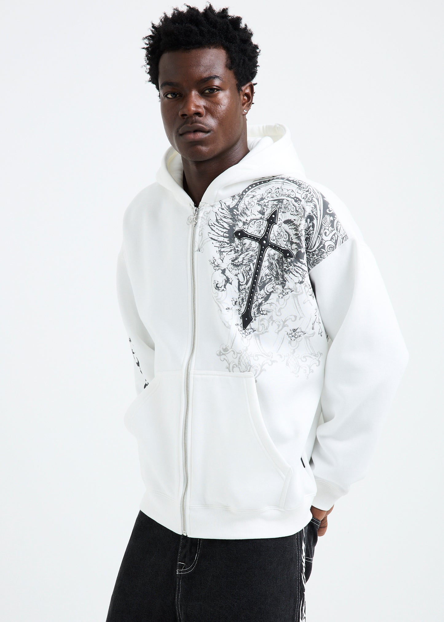 Crucifix Zip Hoodie
