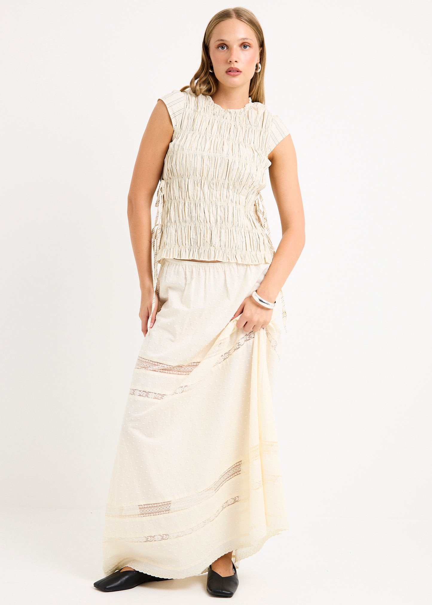 Belly Shirred Tie Top