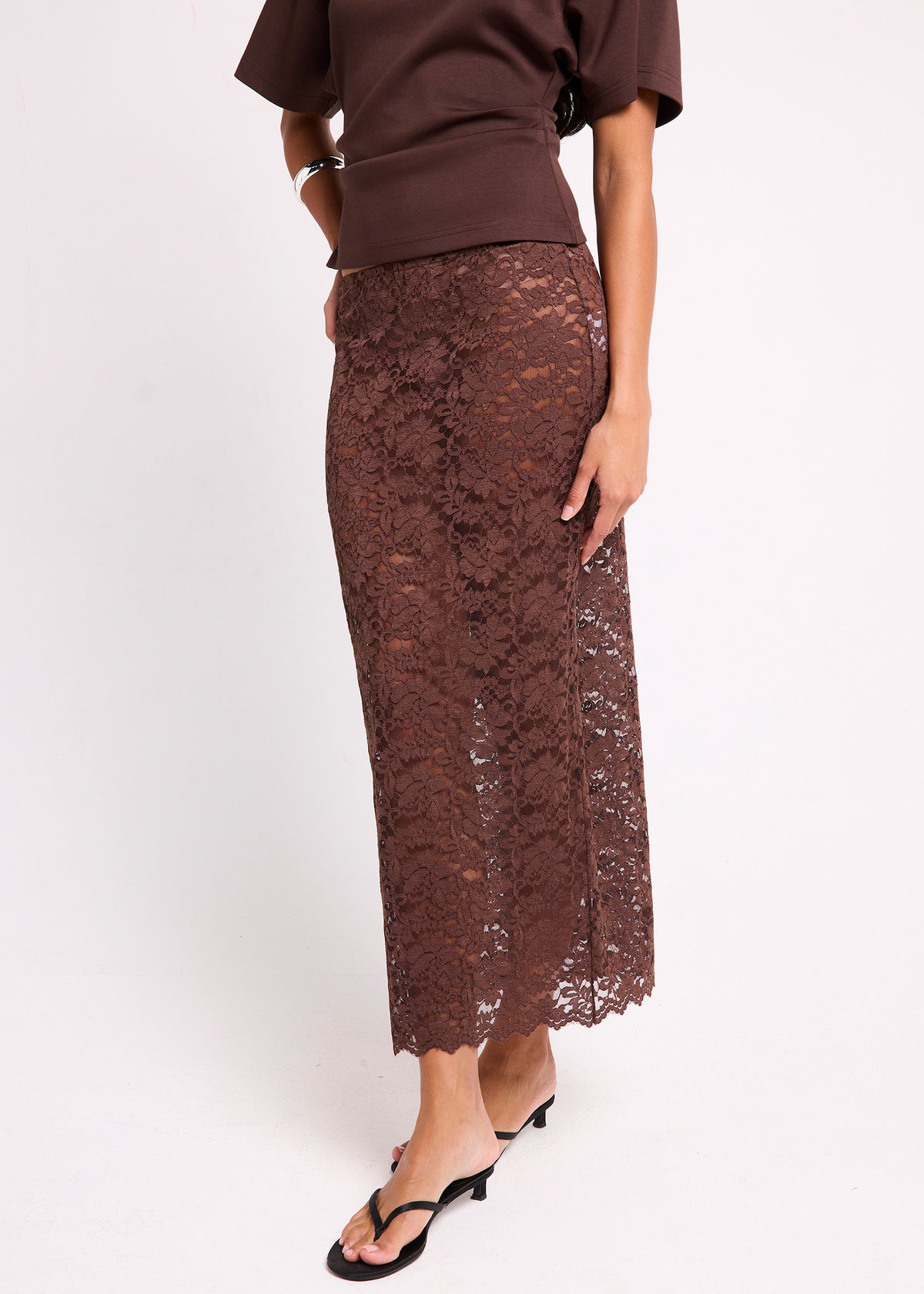 Natalie Lace Maxi Skirt CHOCOLATE