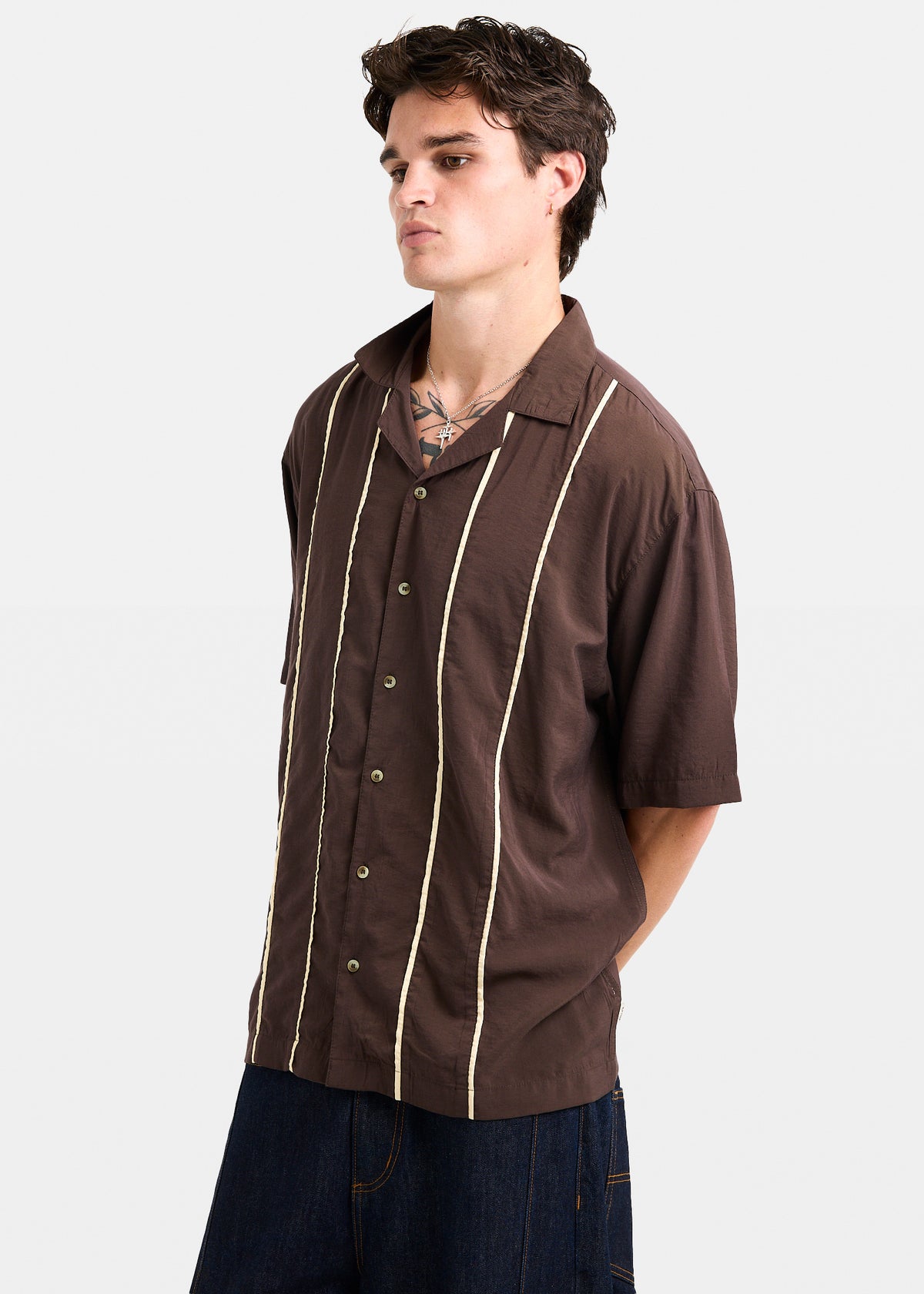Railroad Bowler Short Sleeve Shirt DARK COCOA