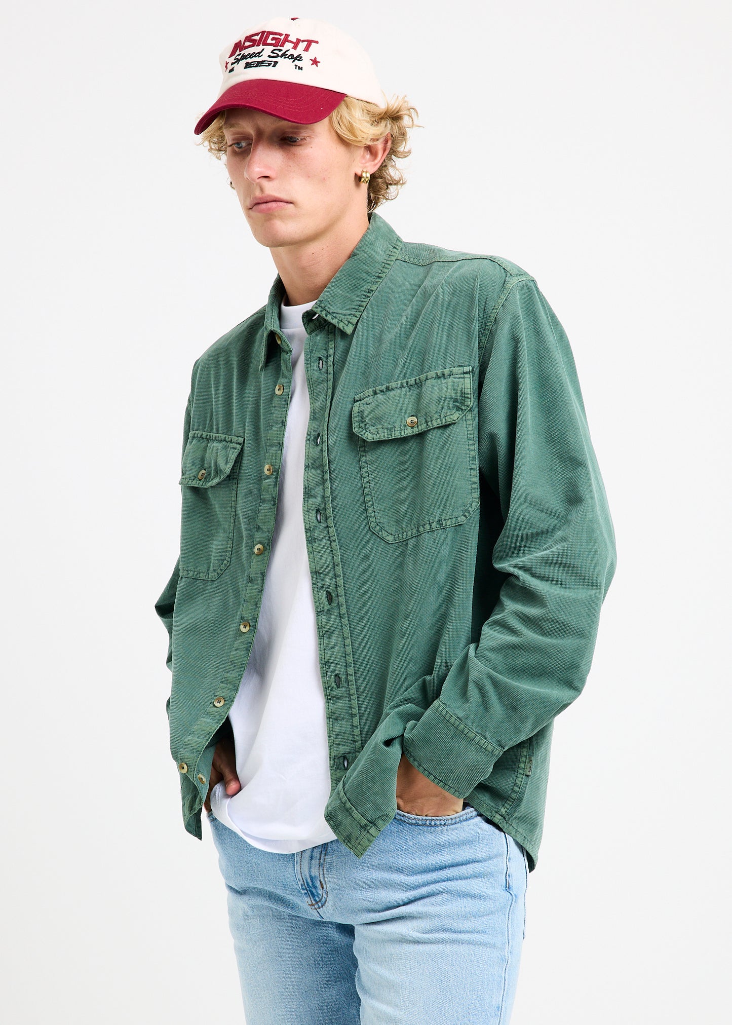 Grid Cord Long Sleeve Shirt