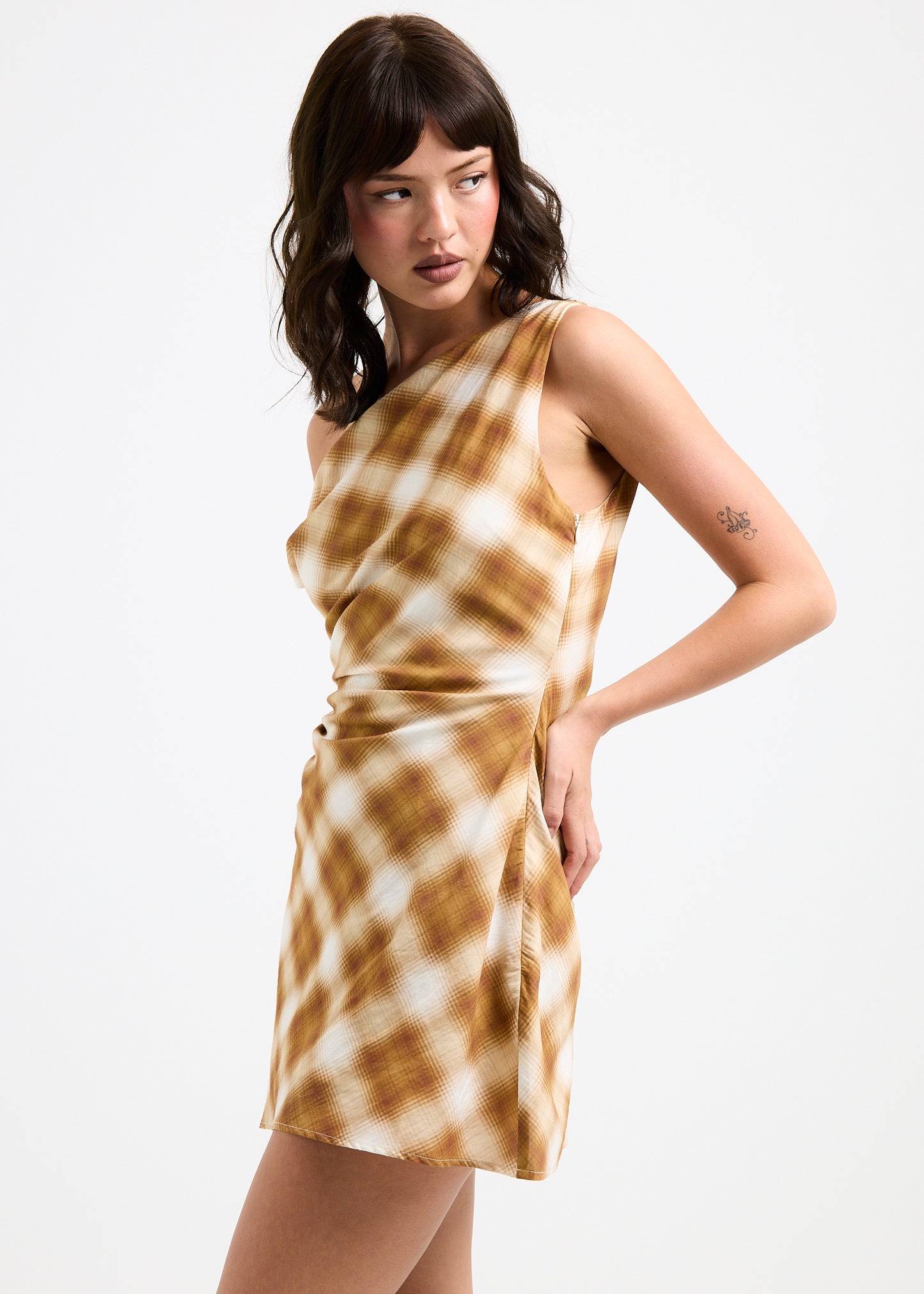 Alyssa Plaid Off Shoulder Dress