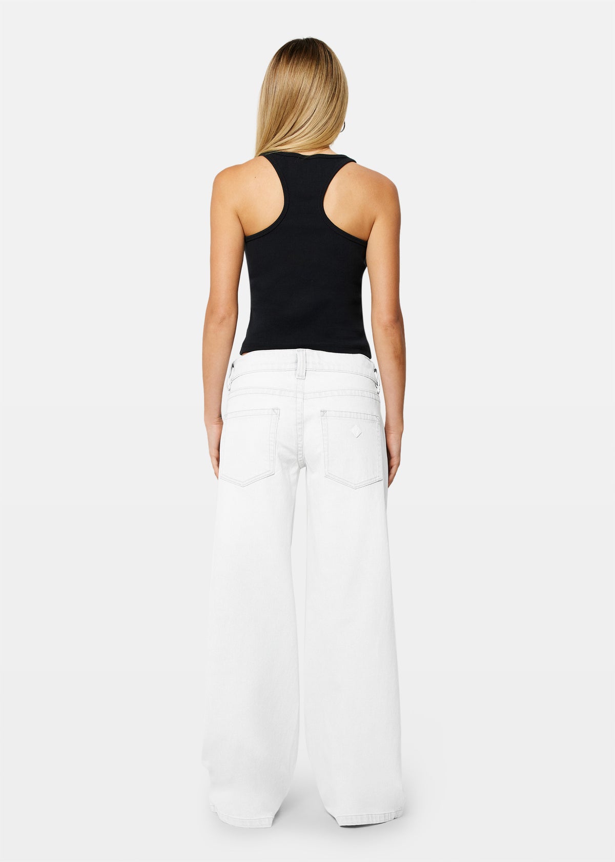 00 Super Low & Wide Denim Jeans WHITE
