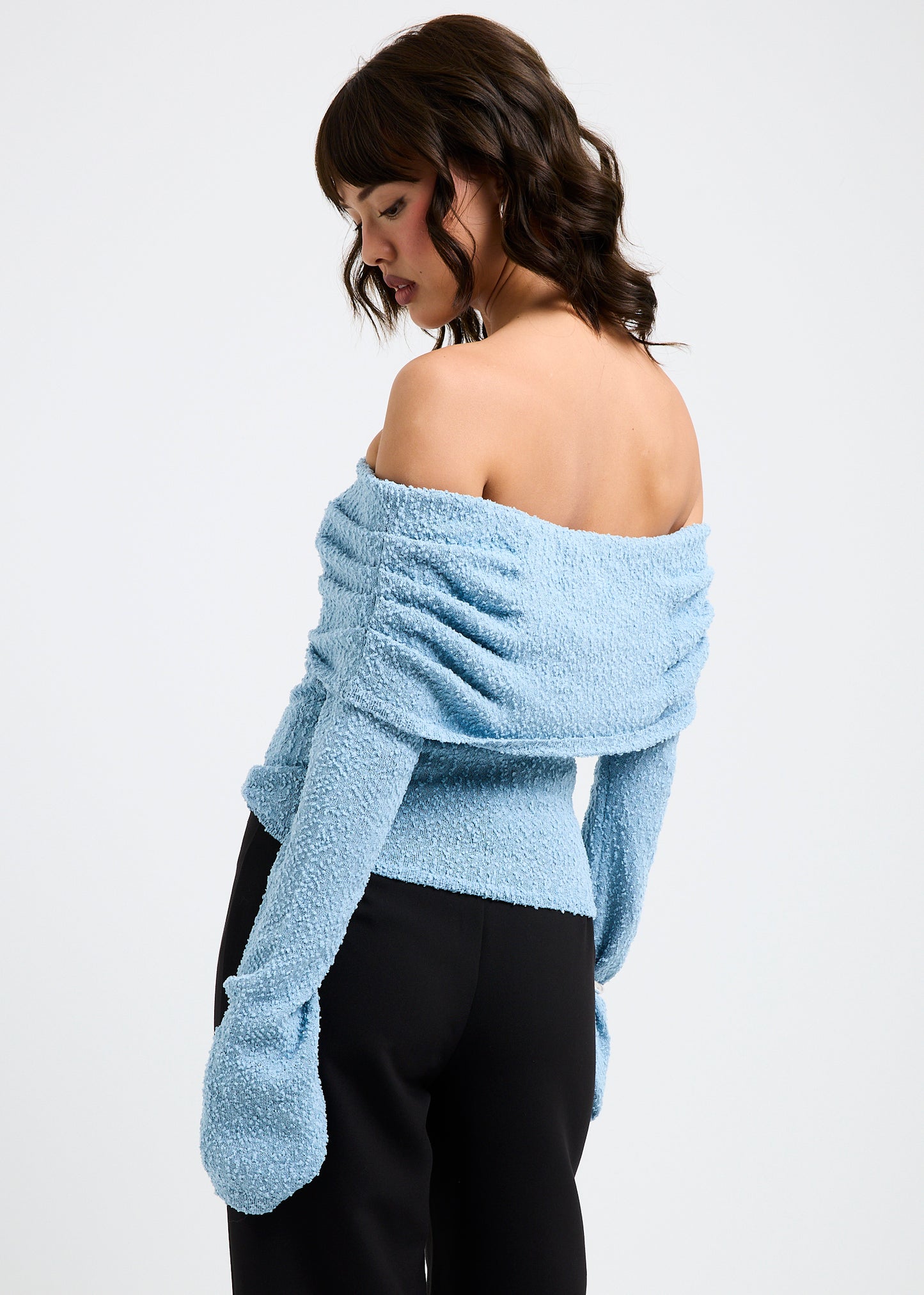 Naya Boucle Off Shoulder Knit Top